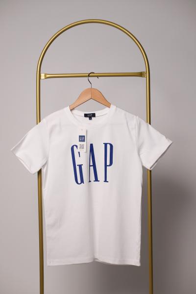 Beyaz Üzeri Lacivert Gap Baskılı Yetişkin T-shirt