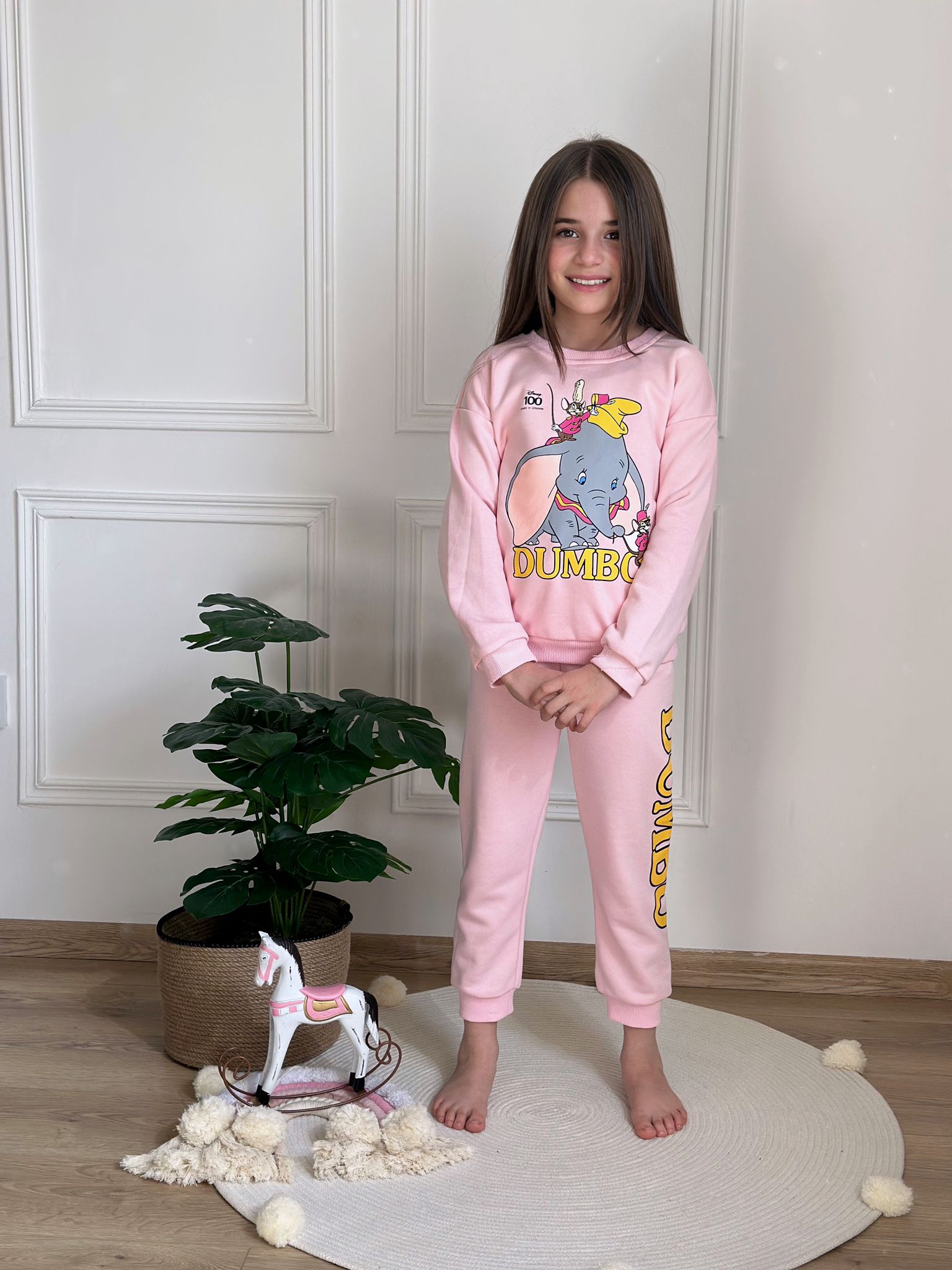 Pembe Dumbo Baskılı Eşofman Takımı