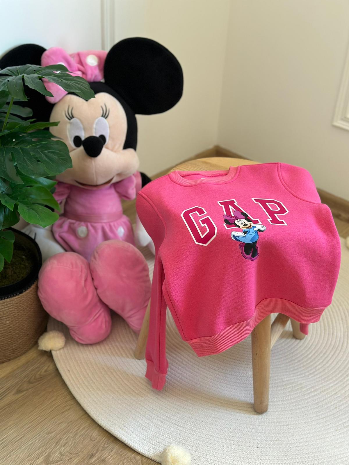 Pembe Minnie Mouse Gap Baskılı Sweatshirt