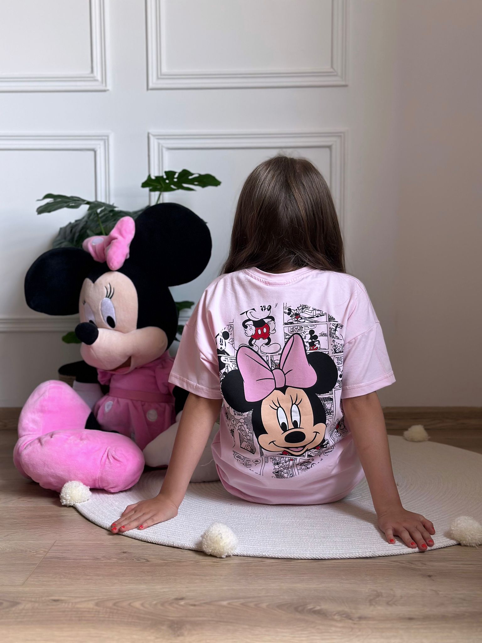 Pembe Minnie Mouse Sırt Baskılı Taytlı Takım