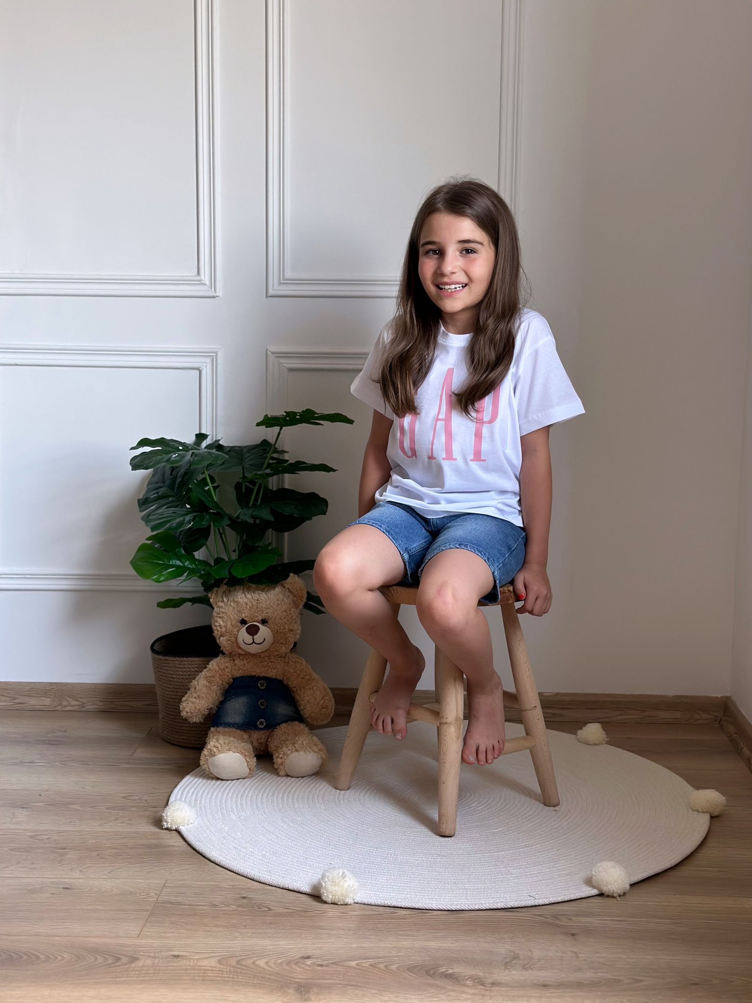 Beyaz Gap Baskılı Kız Çocuk t-shirt