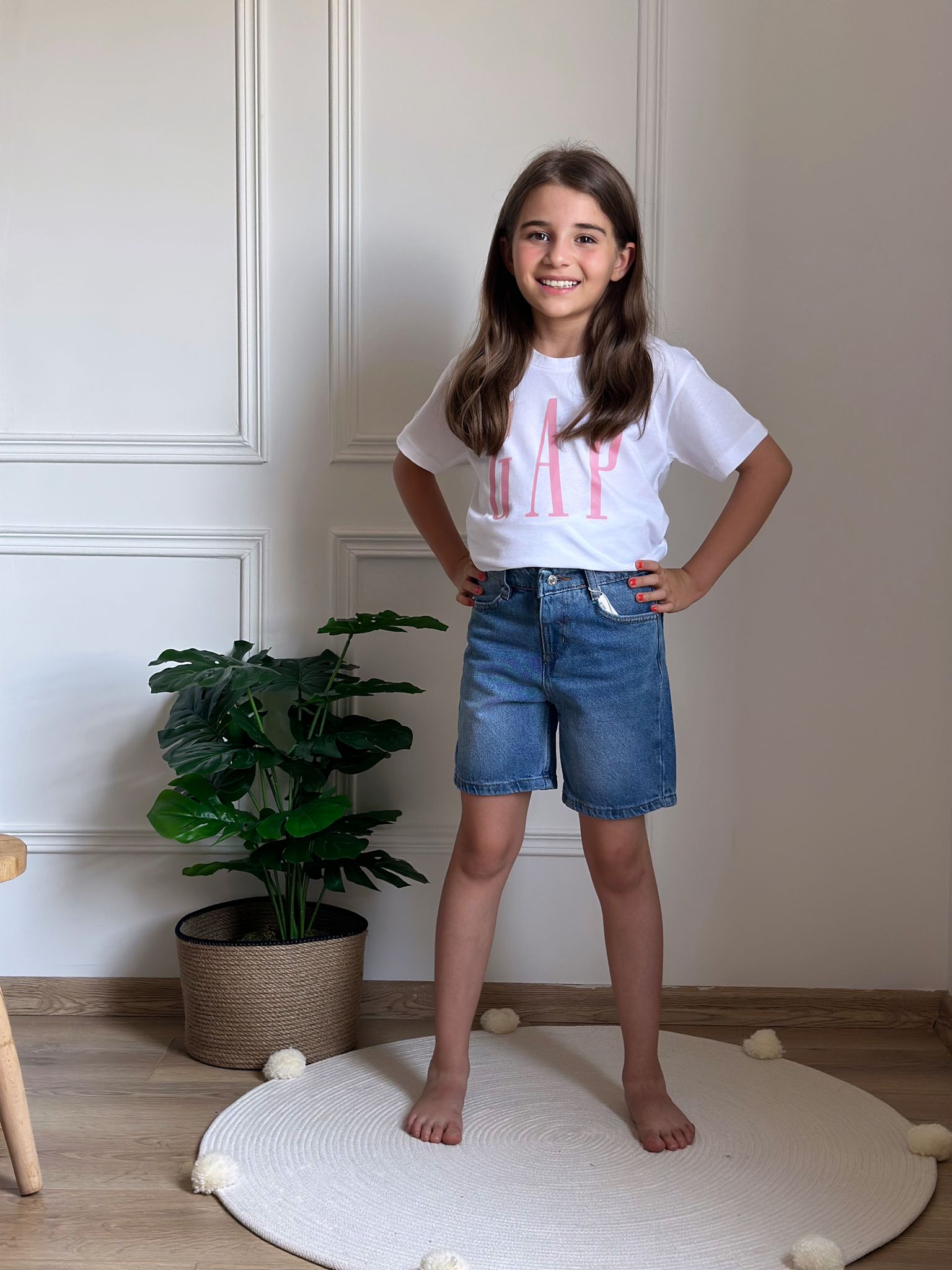 Beyaz Gap Baskılı Kız Çocuk t-shirt