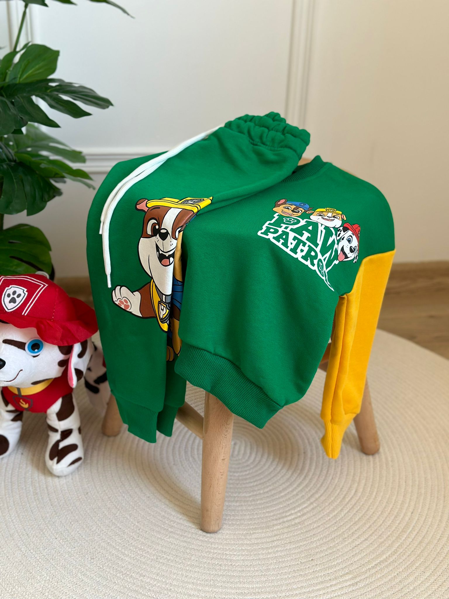 Yeşil Paw Patrol Renkli Kol Detaylı Eşofman Takımı