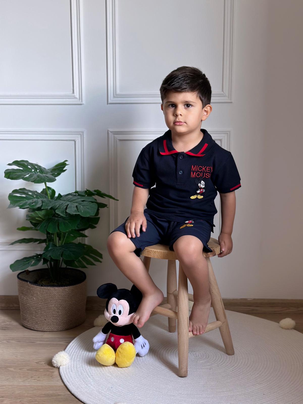 Polo Yaka Mickey Mouse Şortlu Takım