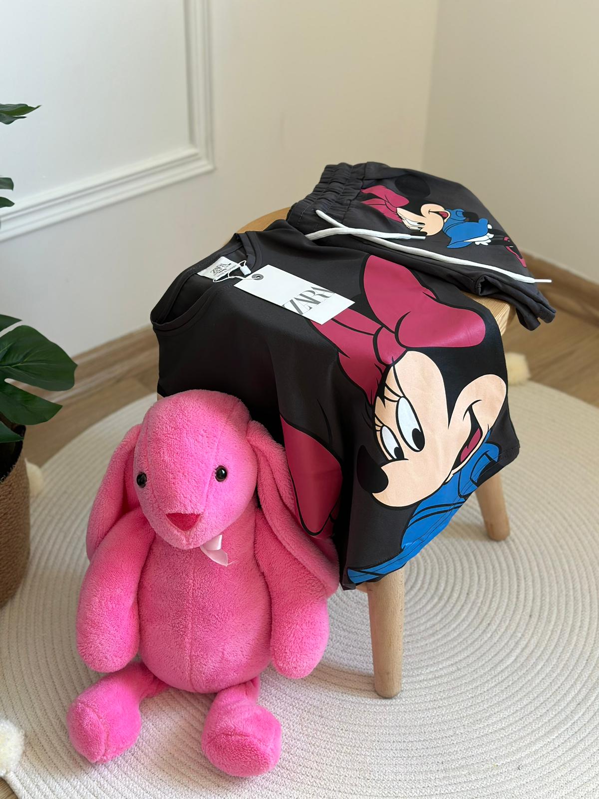 Antrasit Minnie Mouse Şortlu Takım