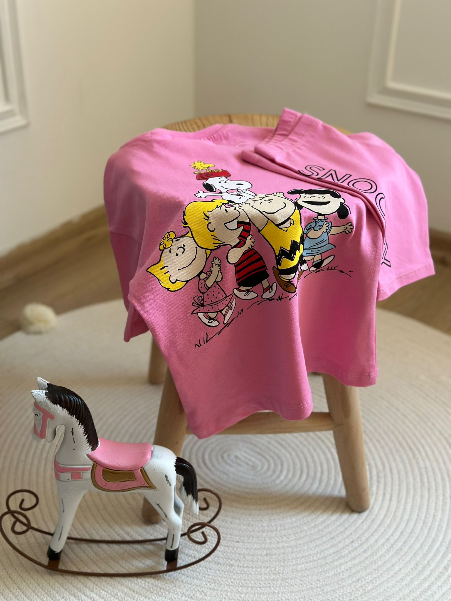 Sırt Baskılı Pembe Snoopy Taytlı Takım