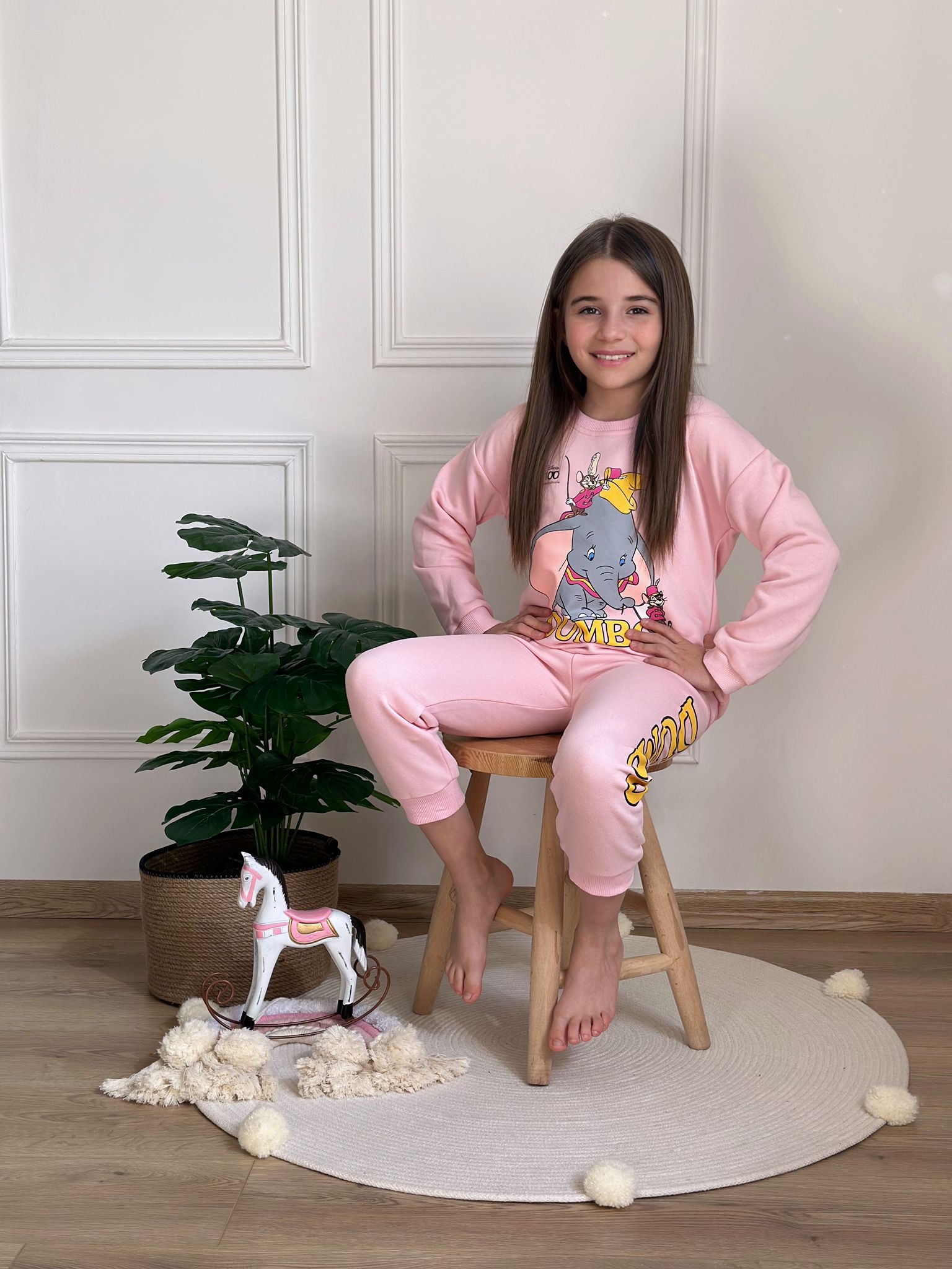 Pembe Dumbo Baskılı Eşofman Takımı
