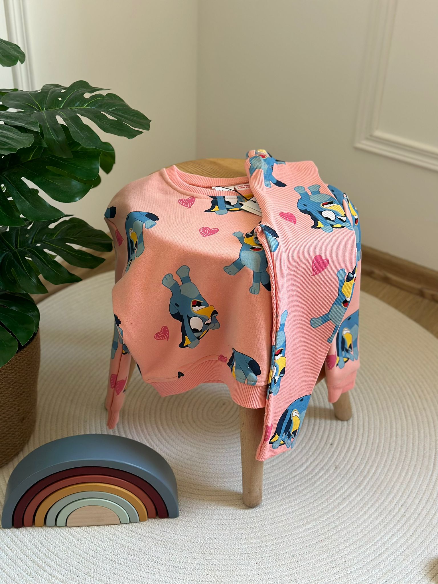 Pembe Bluey Figürlü Taytlı Takım