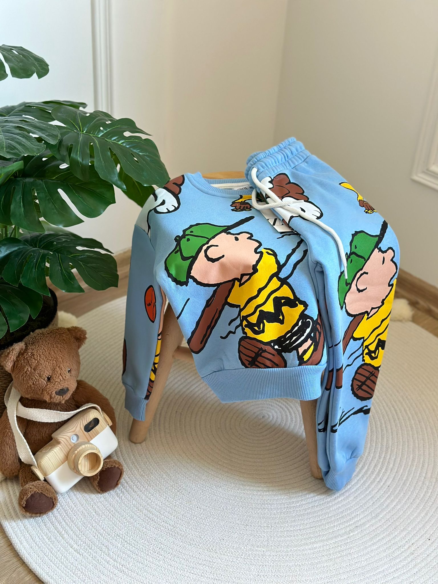 Mavi Snoopy Figür Baskılı Eşofman Takımı