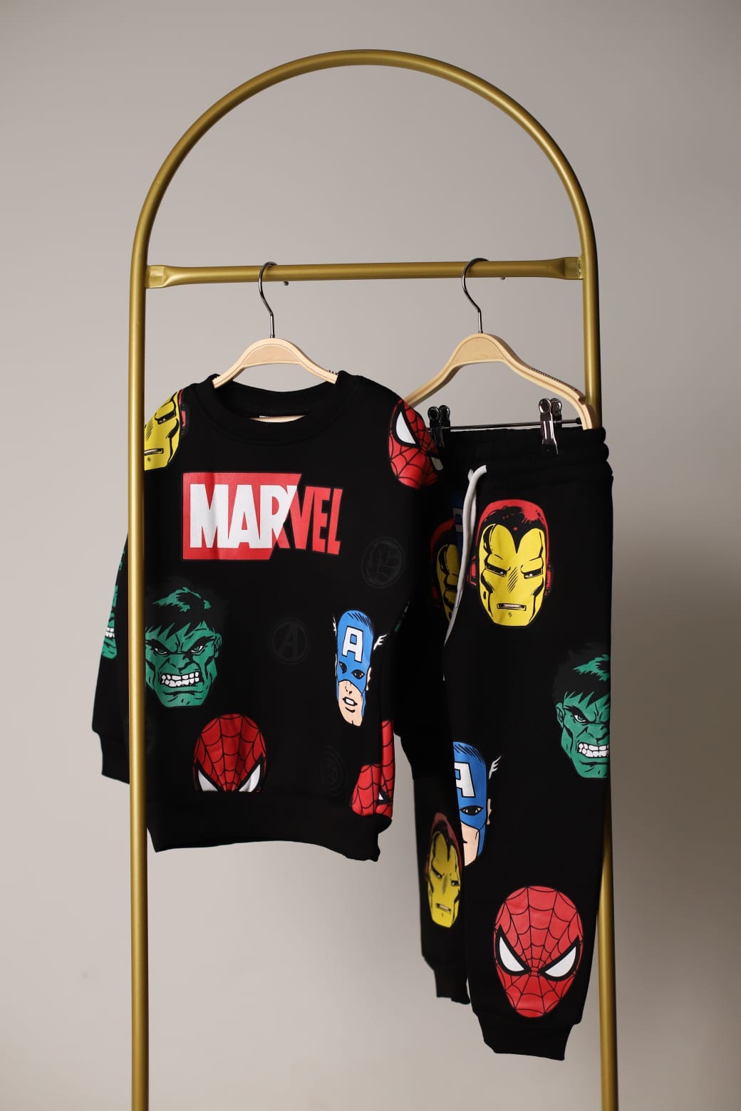 Siyah Marvel Baskılı Eşofman Takımı