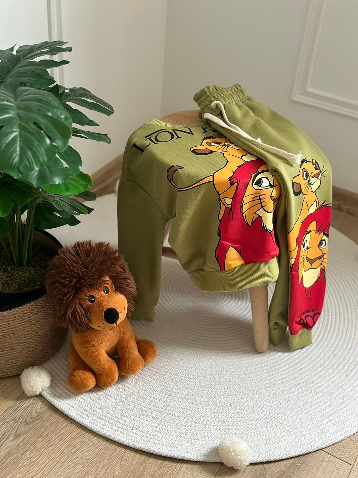 Haki The Lion King Sırt Baskılı Eşofman Takımı