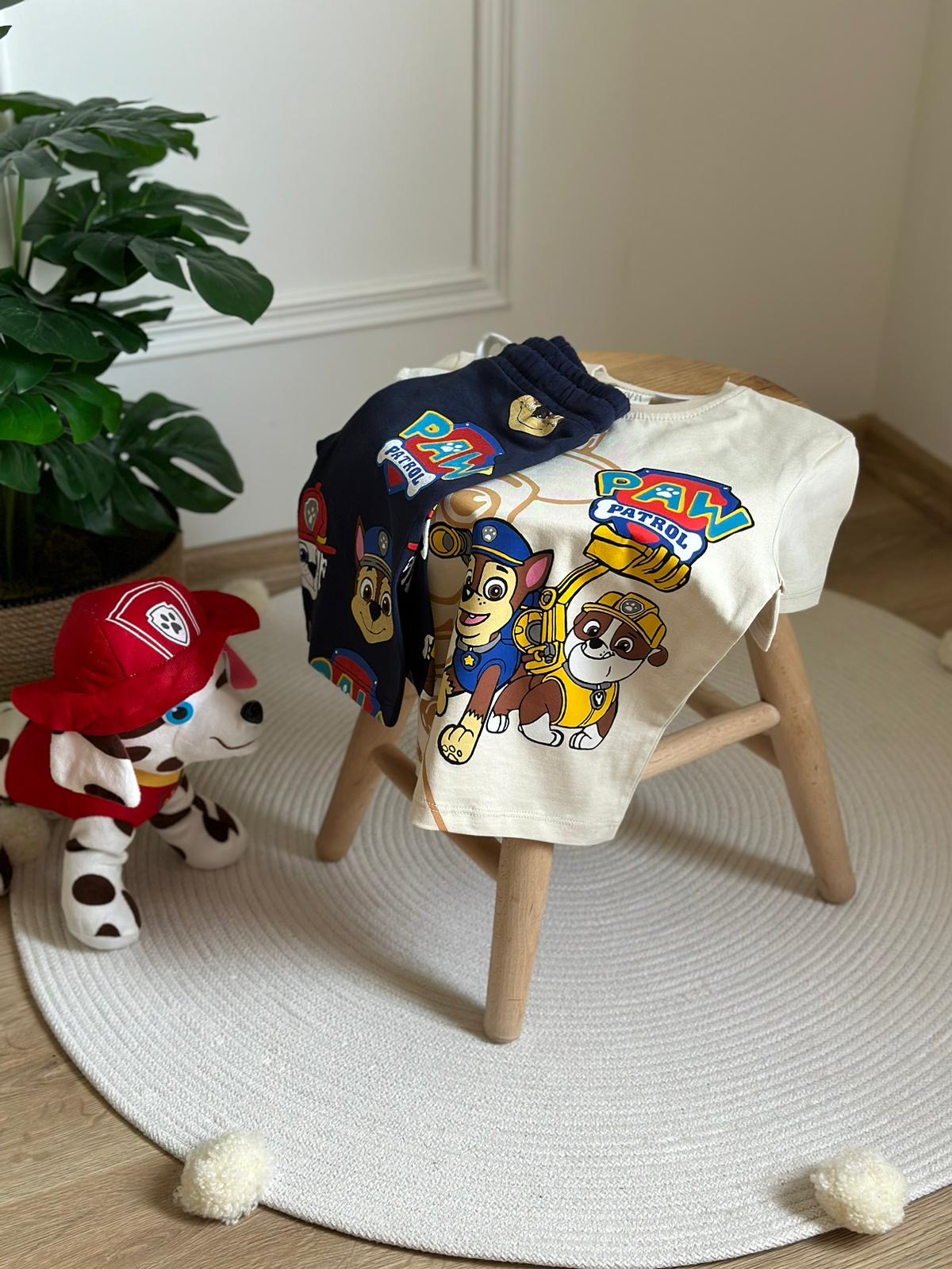 Paw Patrol Figür Baskılı Şortlu Takım