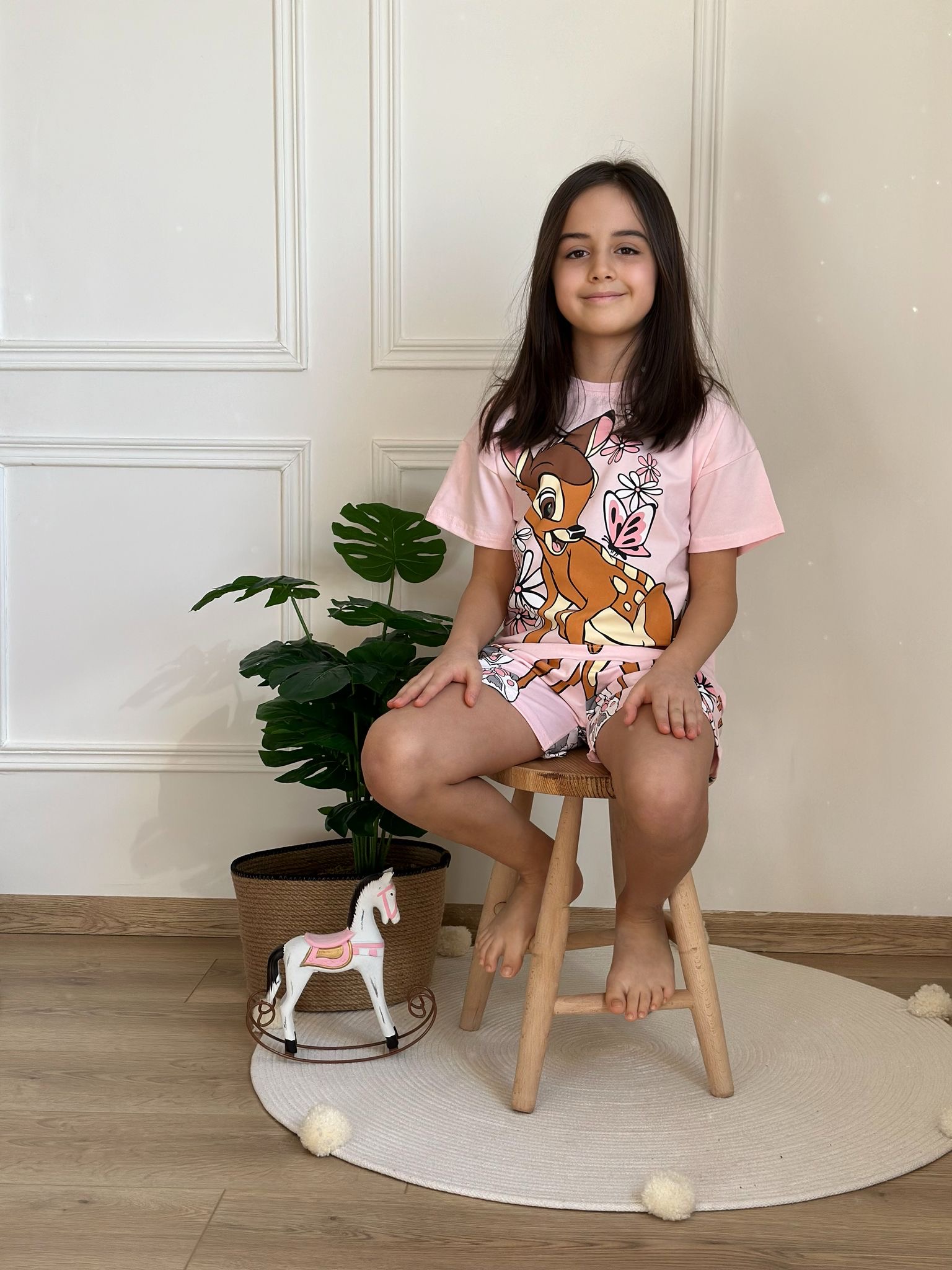 Pembe Bambi Şortlu Takım