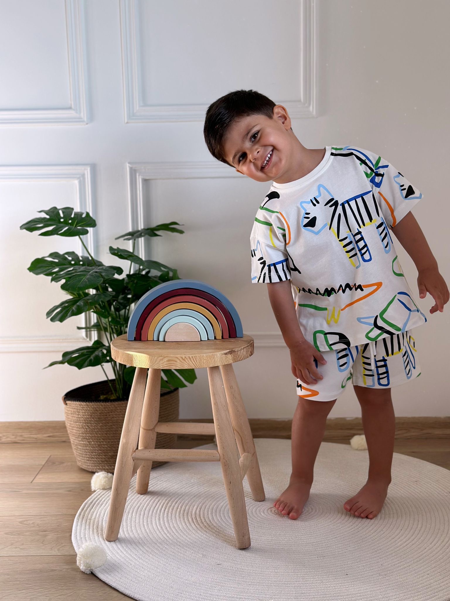 Animal Print Şortlu Takım