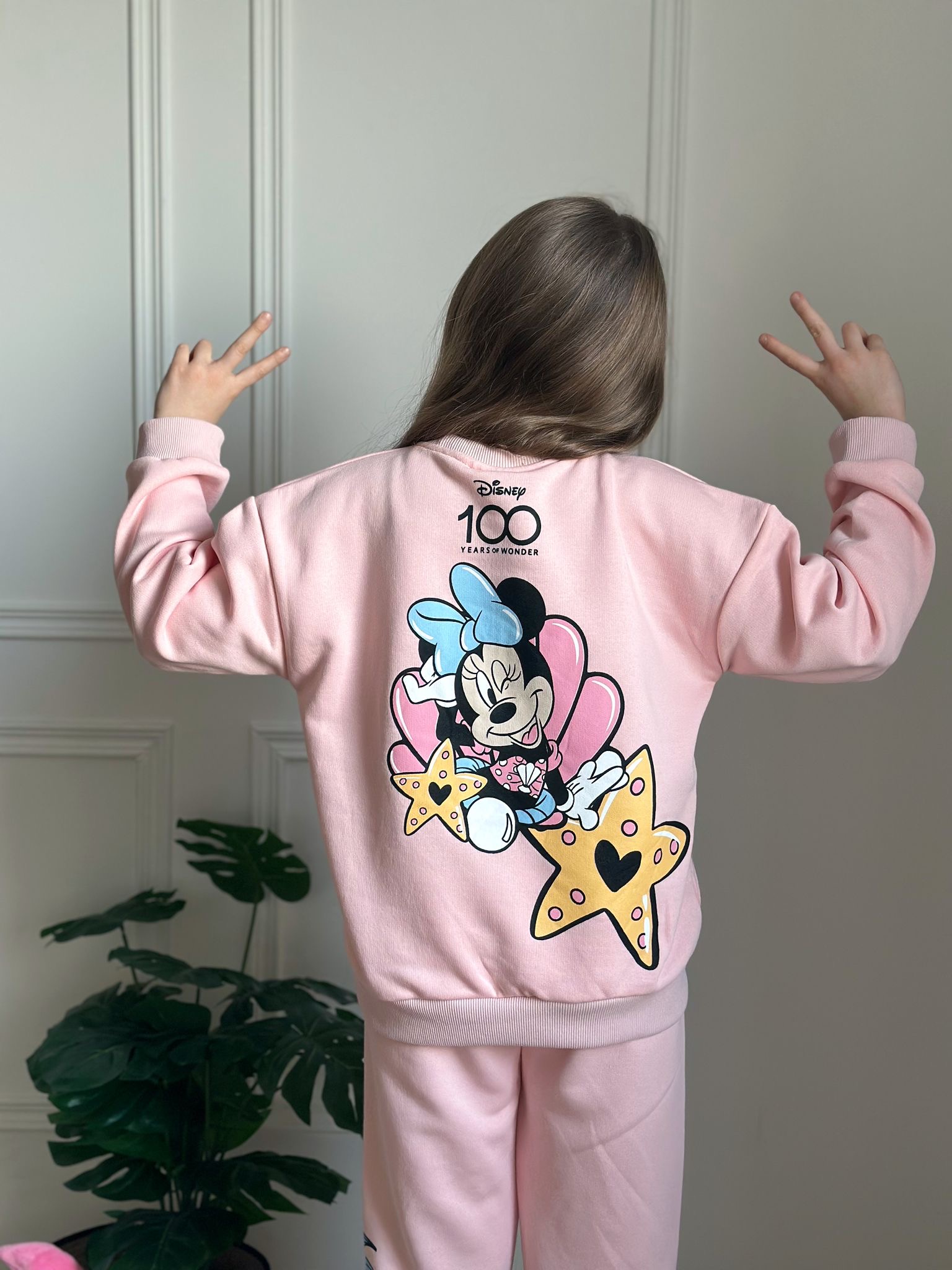 Sevimli Minnie Mouse Sırt Baskılı Pembe Eşofman Takımı