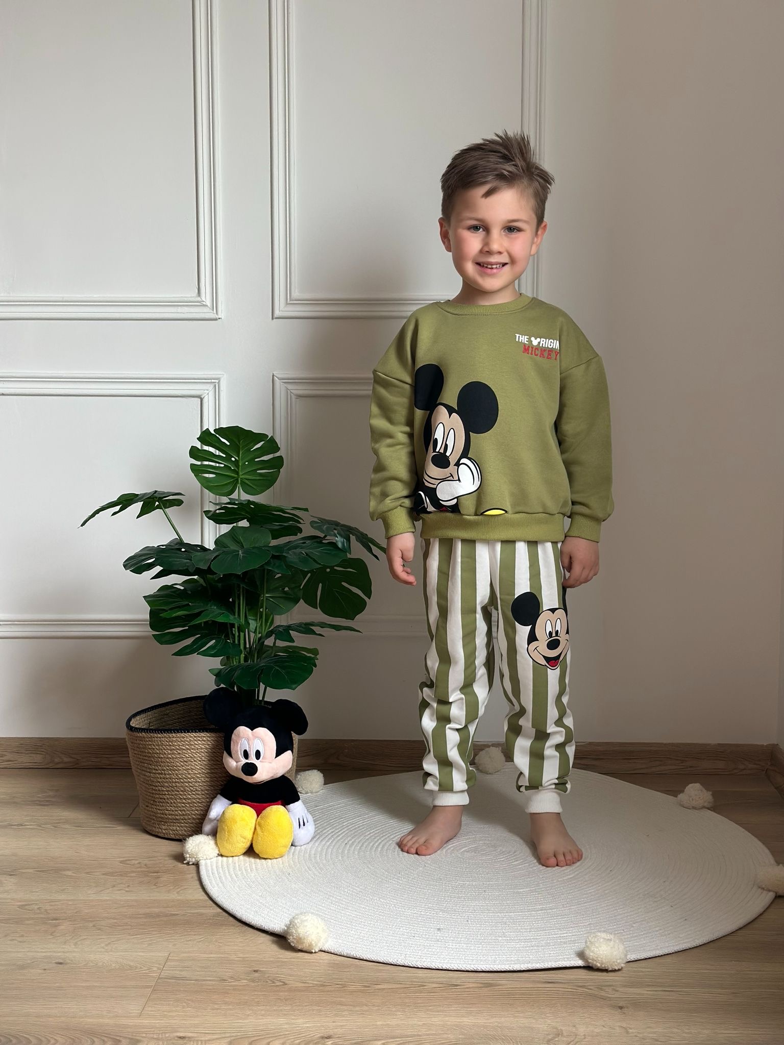 Haki Çizgili Mickey Eşofman Takımı
