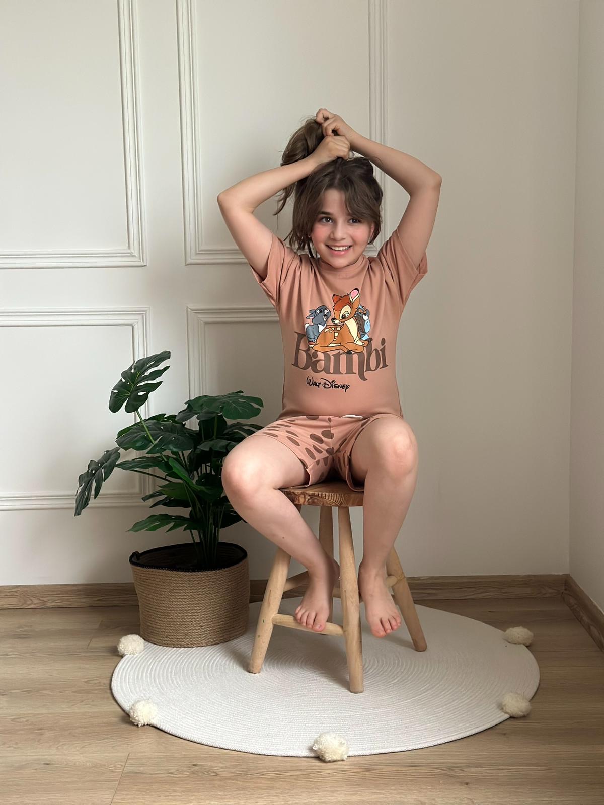 Kahverengi Bambi Şortlu Takım