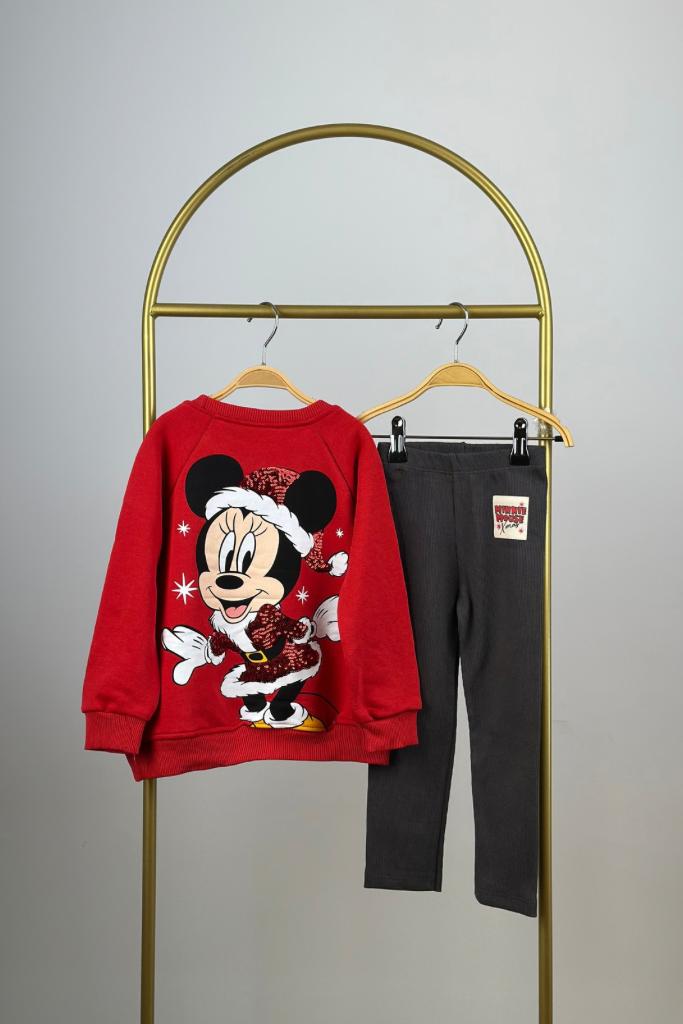 Chirstmas Mickey Baskılı Taytlı Takım