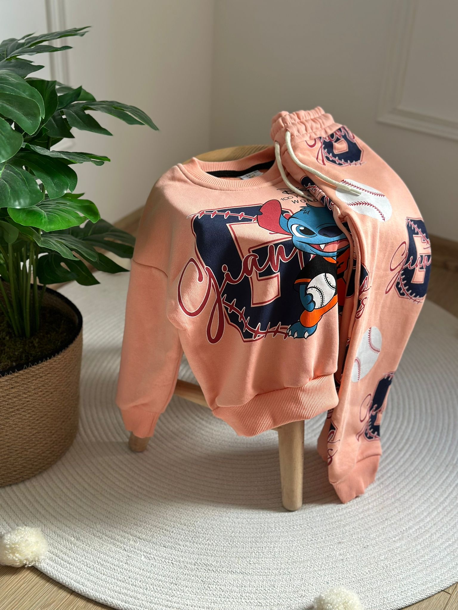 Beyzbolcu Stitch Pembe Eşofman Takımı