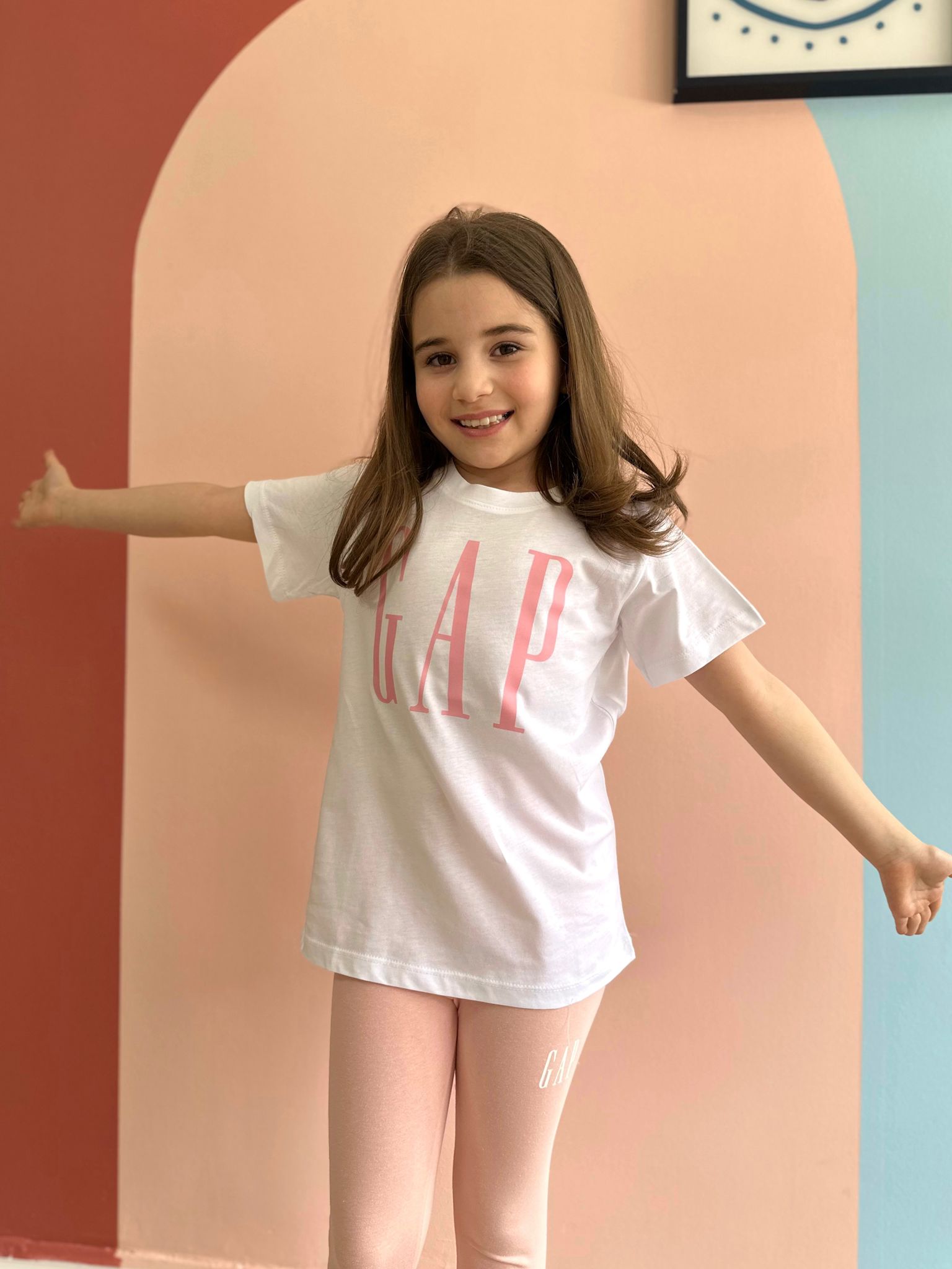 Beyaz Gap Baskılı Kız Çocuk t-shirt