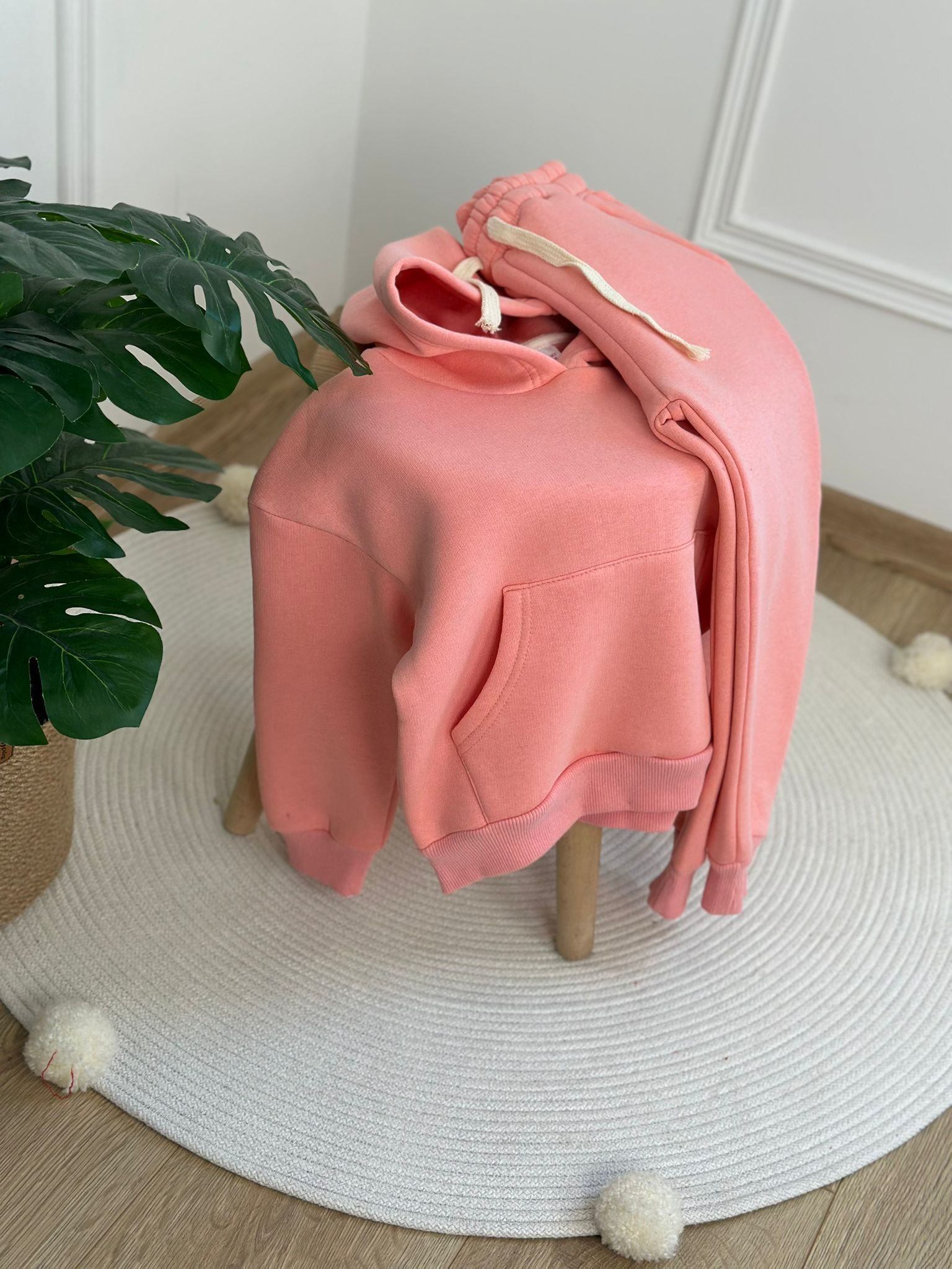 Pembe Kapüşonlu Eşofman Takımı