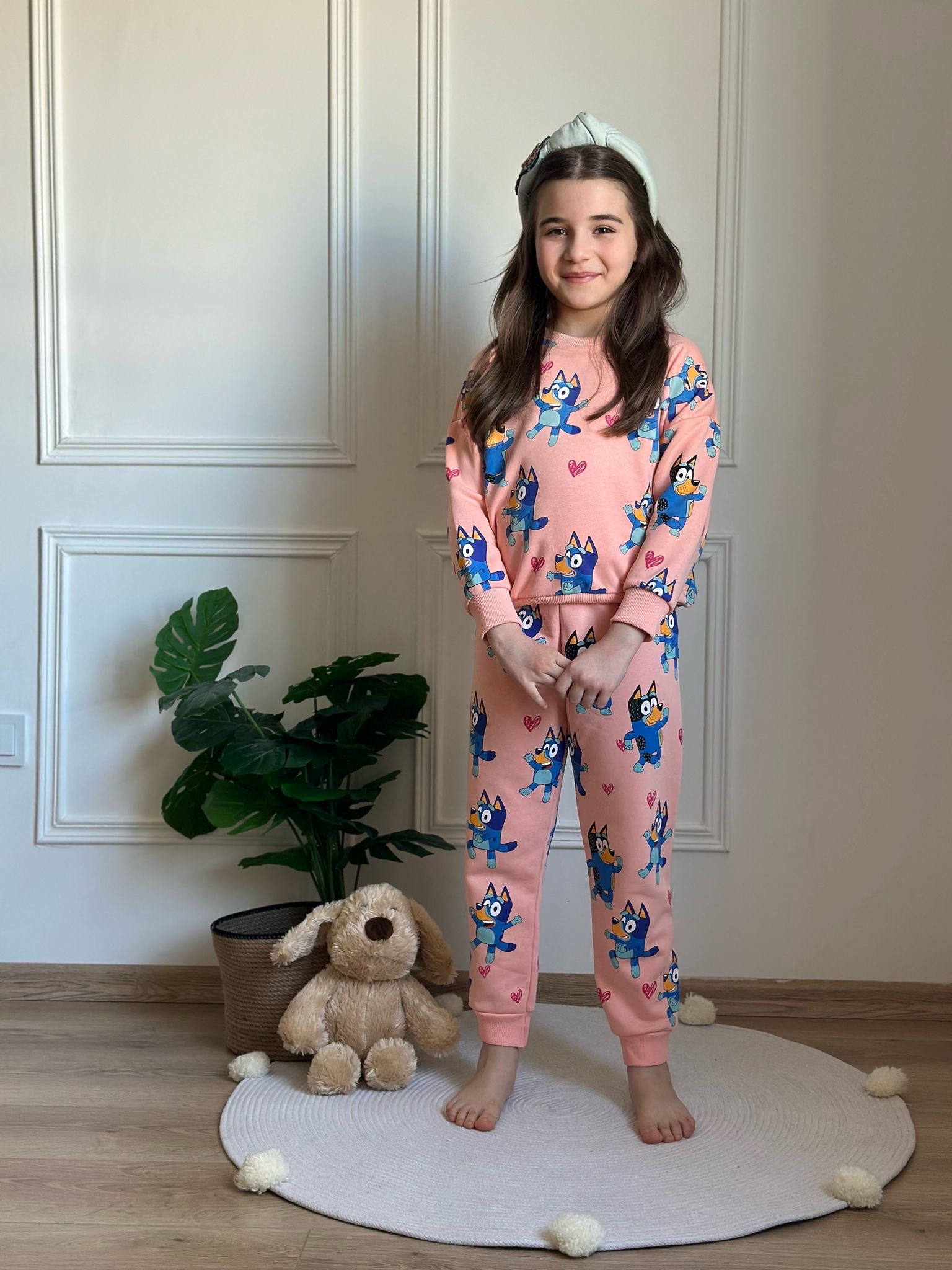 Pembe Bluey Figürlü Taytlı Takım