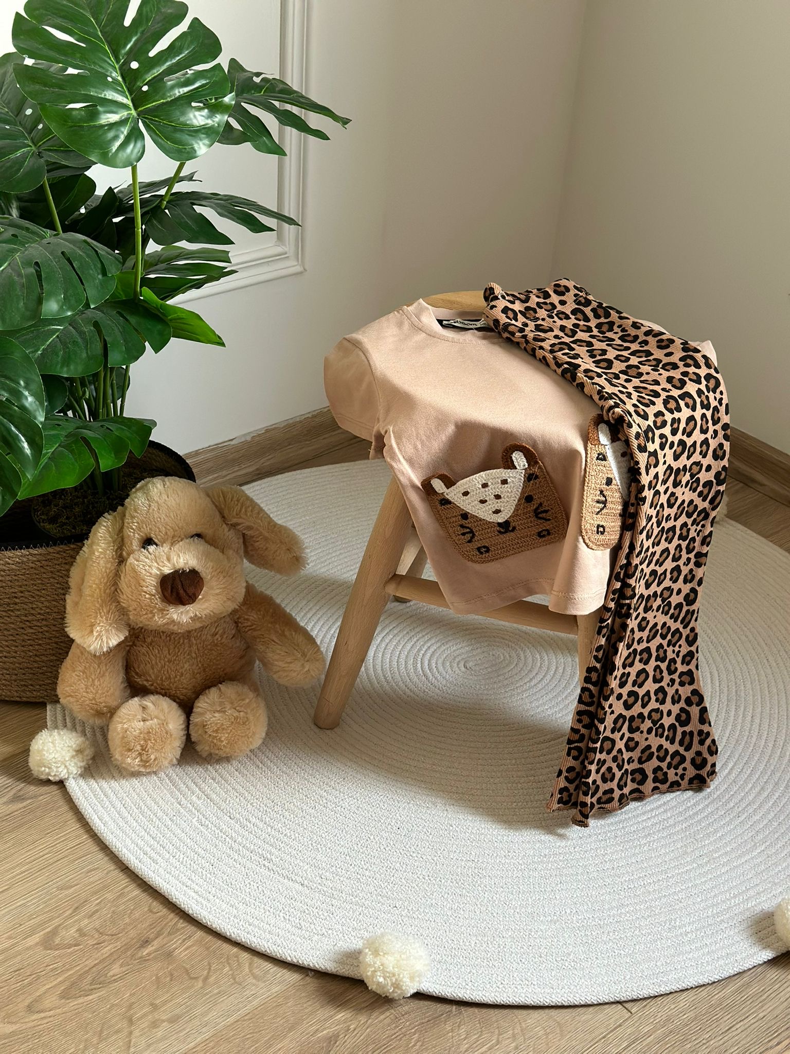 Leopar Desenli Fitilli Takım