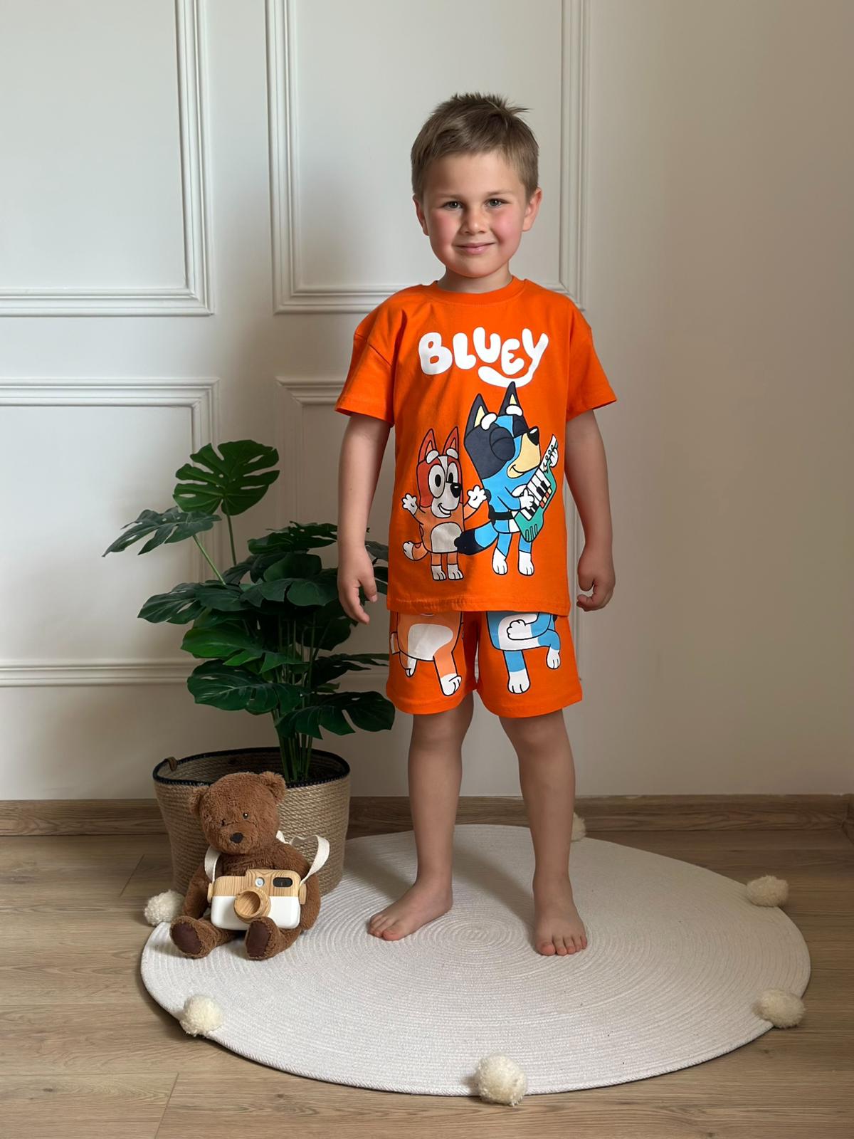 Müzikal Bluey Turuncu Şortlu Takım