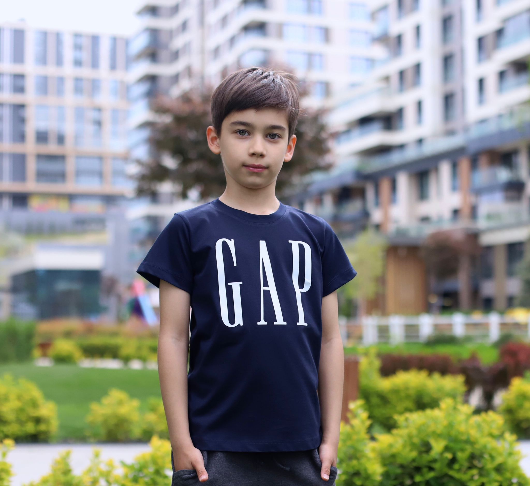 Lacivert Gap Baskılı Çocuk T-shirt