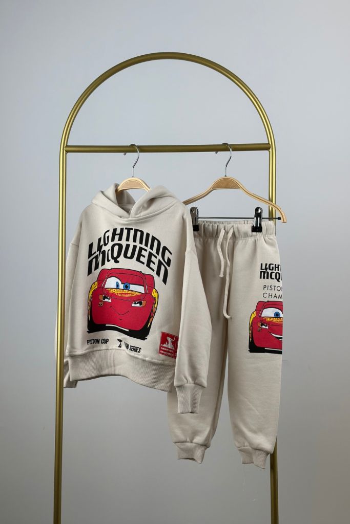 McQueen Baskılı Kapüşonlu Eşofman Takımı