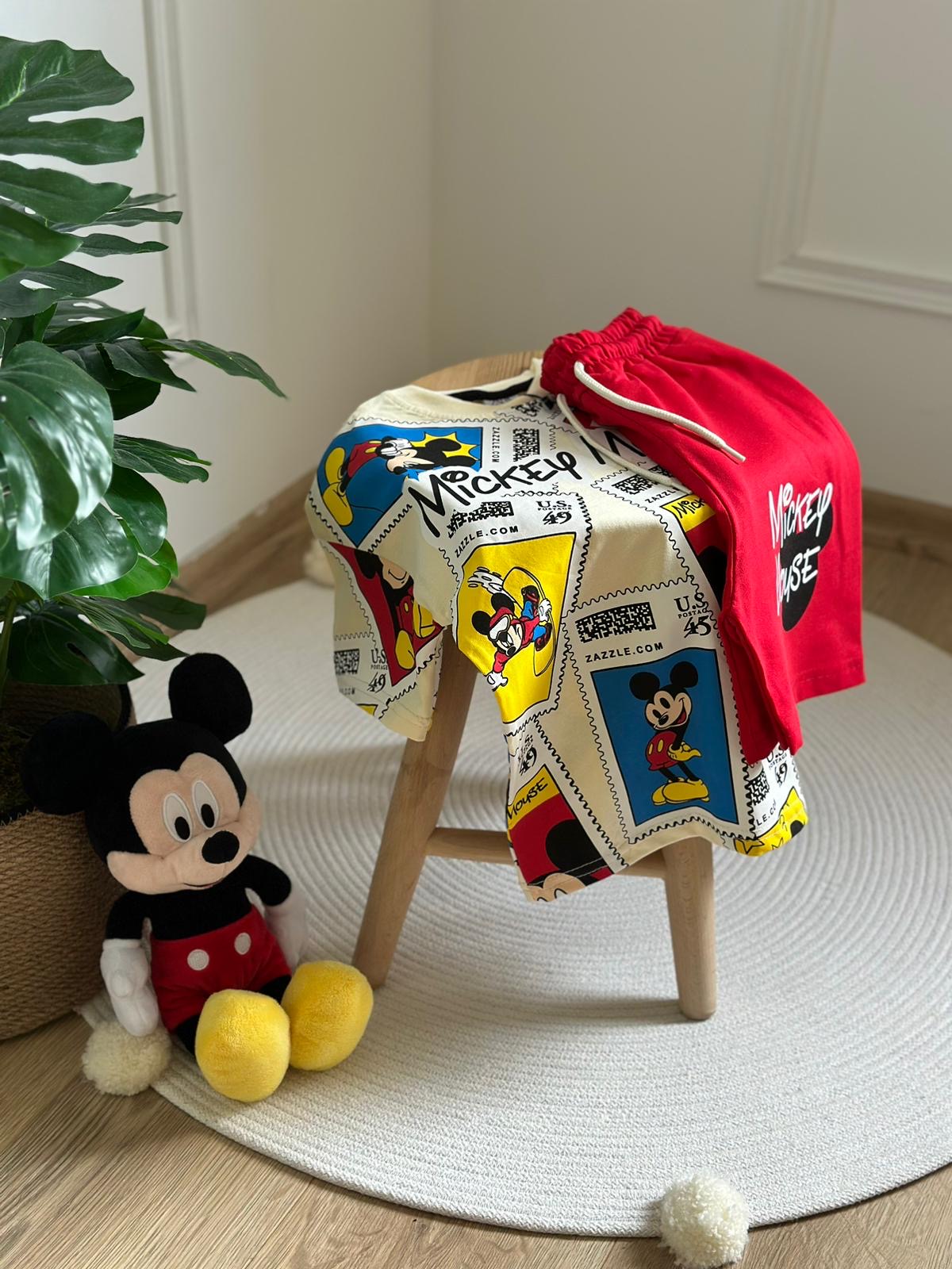 Mickey Kırmızı Şortlu Takım