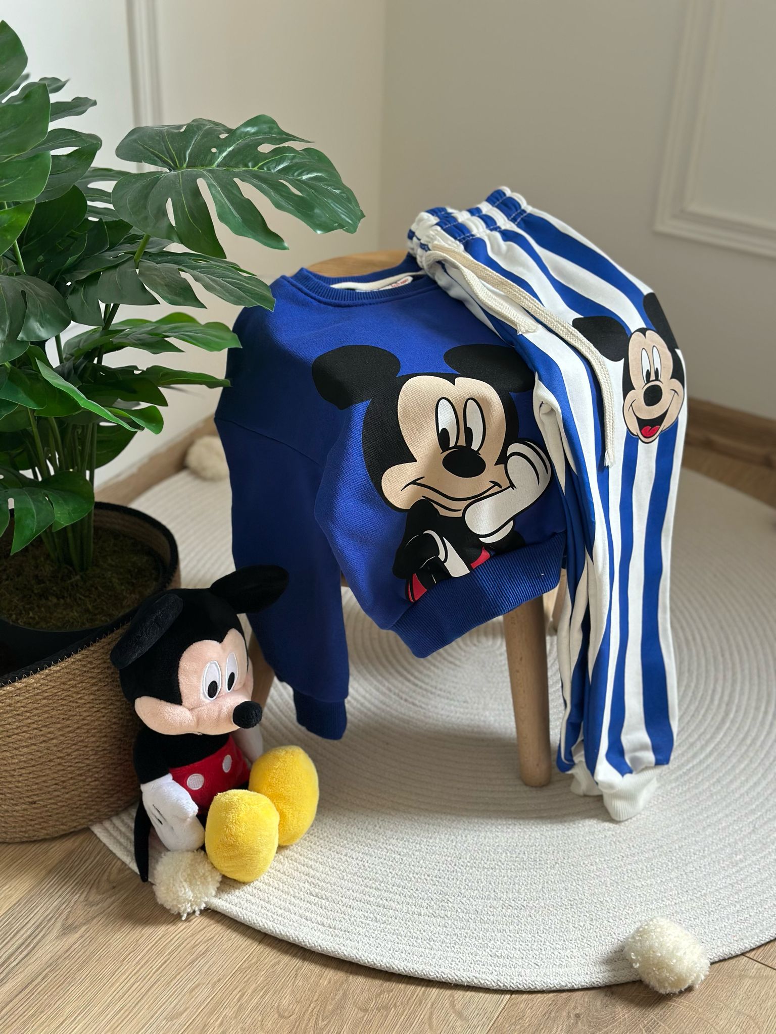 Mavi Çizgili Mickey Eşofman Takımı