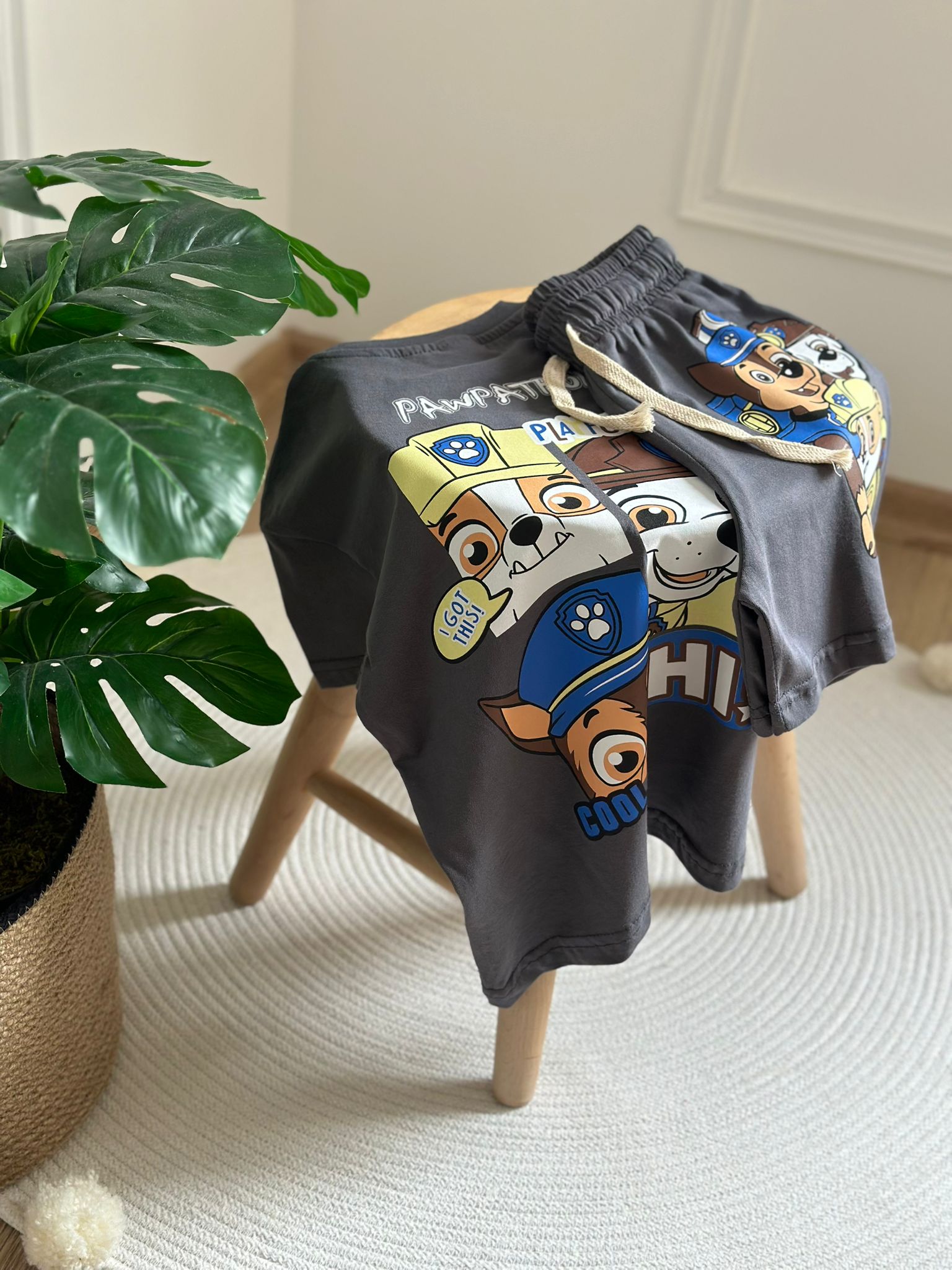 Paw Patrol Playful Sırt Baskılı Füme Şortlu Takım