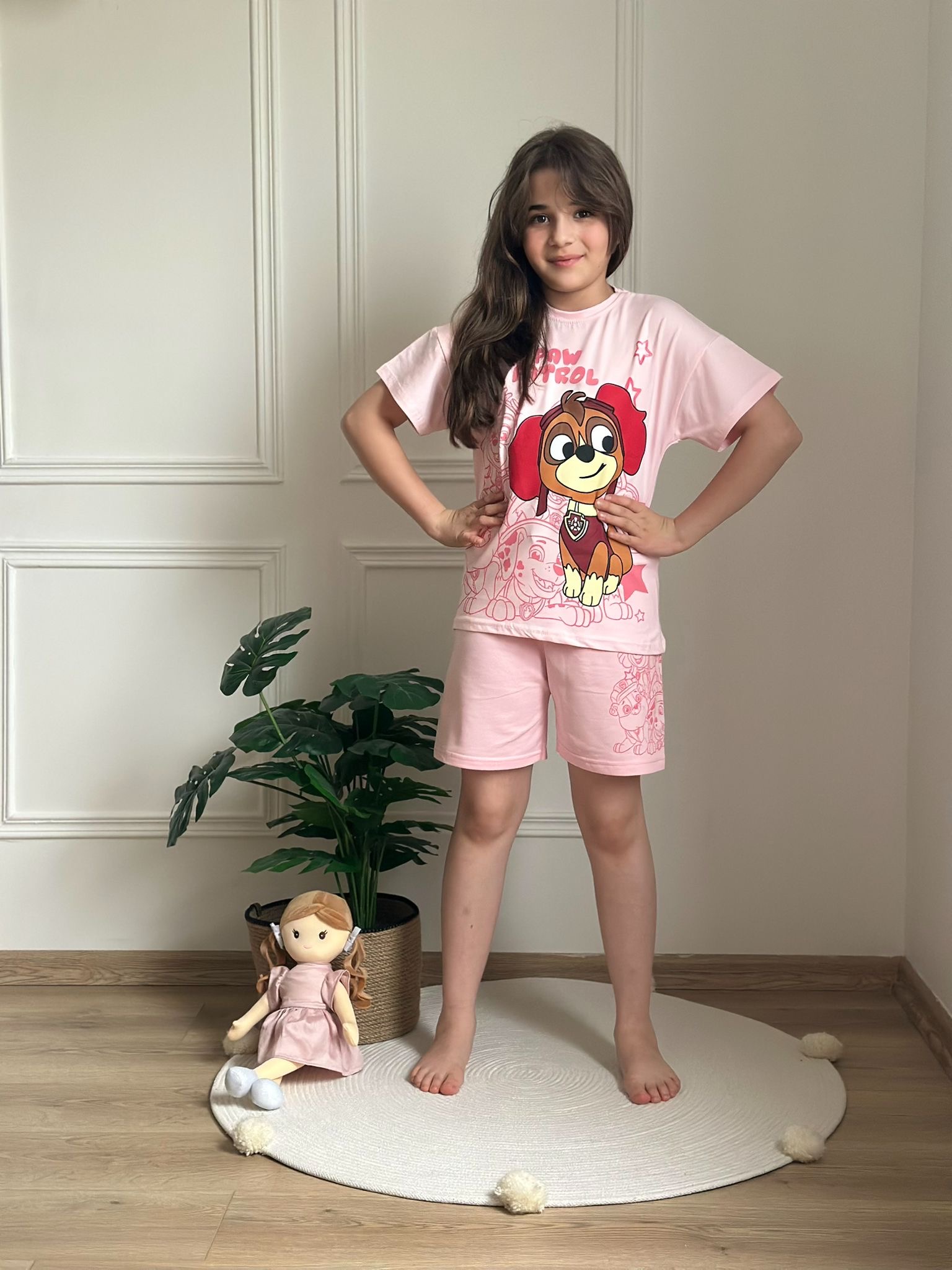 Pembe Paw Patrol Figür Detaylı Şortlu Takım