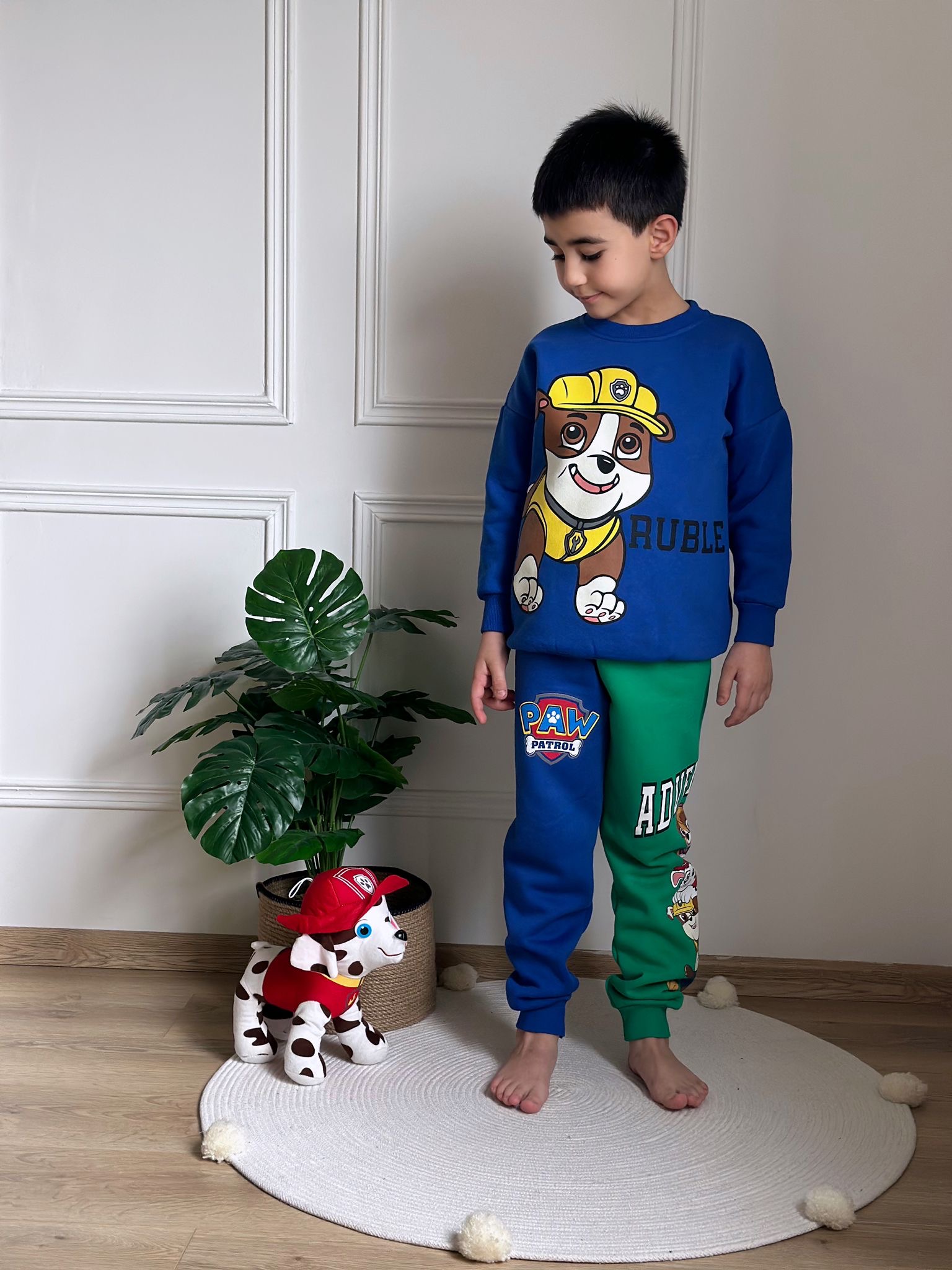 Yeşil Lacivert Büyük Paw Patrol Baskılı Eşofman Takımı