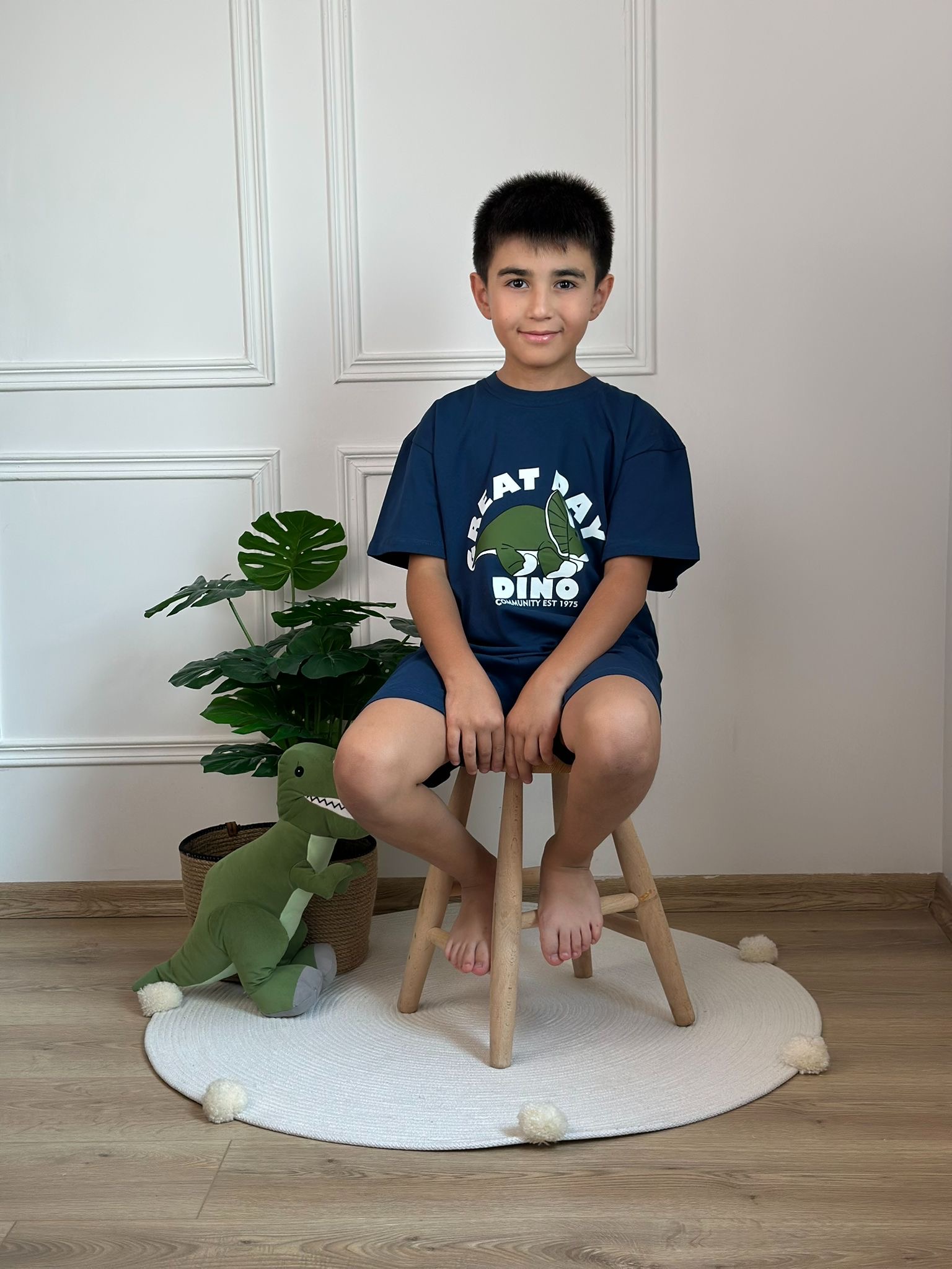 Lacivert Dino Şortlu Takım