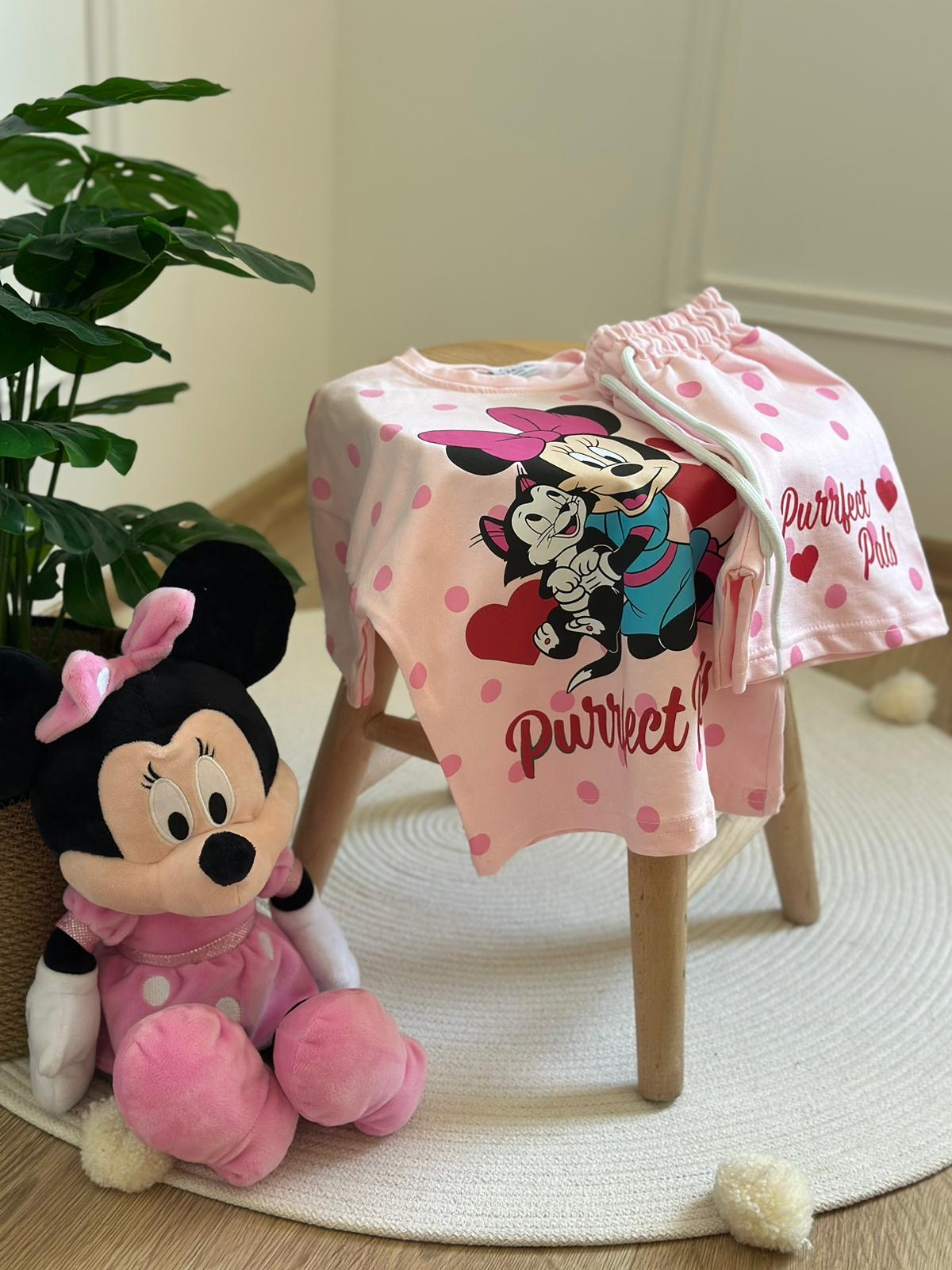 Pembe Purrfect Pals Şortlu Takım