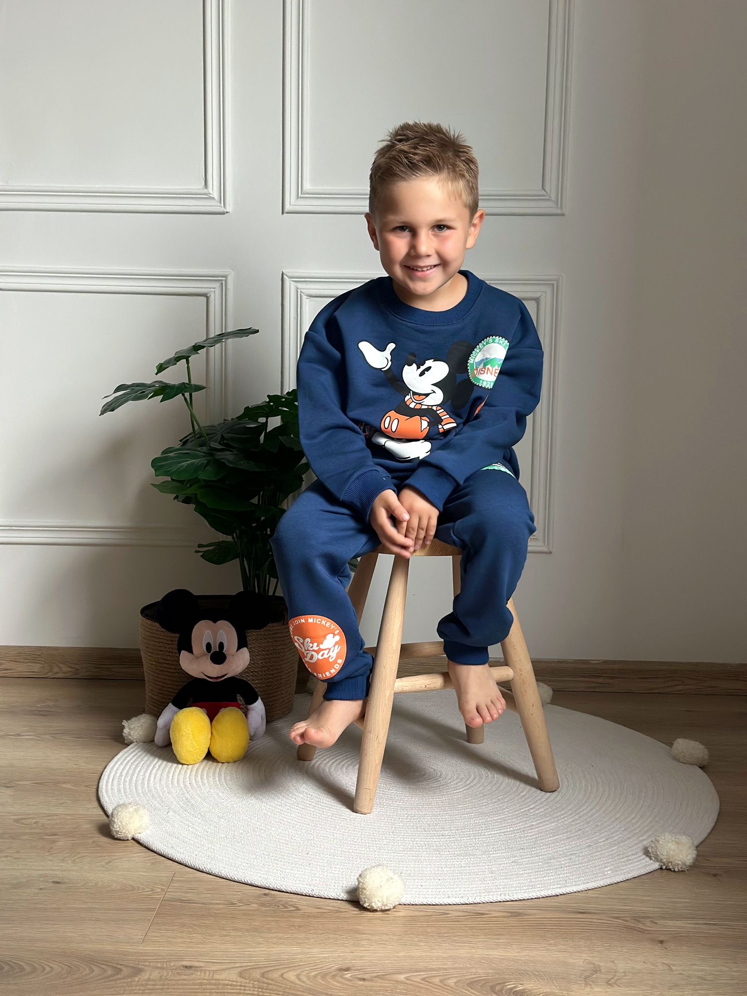 Mavi Disney Mickey Mouse Sırt Baskılı Eşofman Takımı