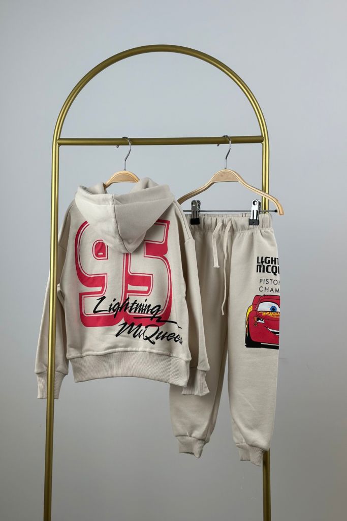 McQueen Baskılı Kapüşonlu Eşofman Takımı