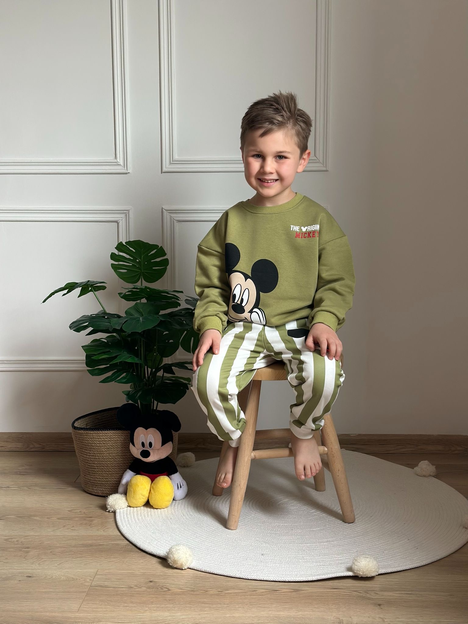 Haki Çizgili Mickey Eşofman Takımı