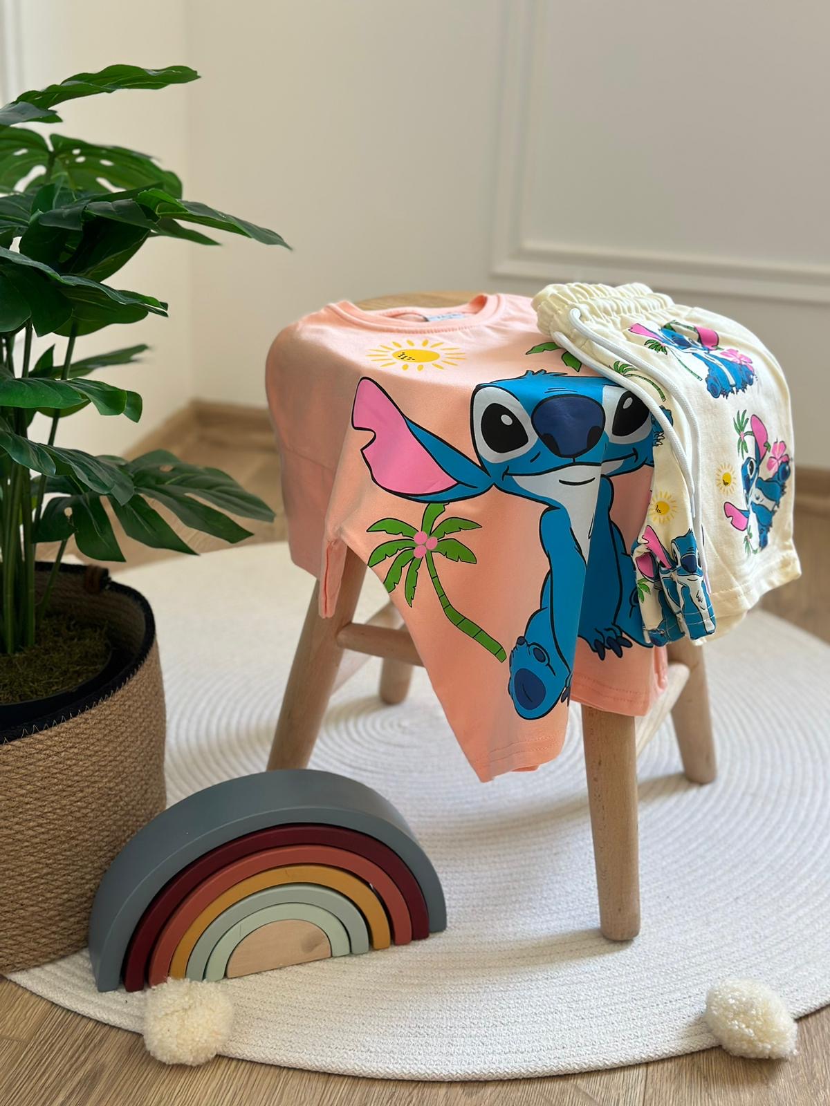 Stitch Pembe Şortlu Takım