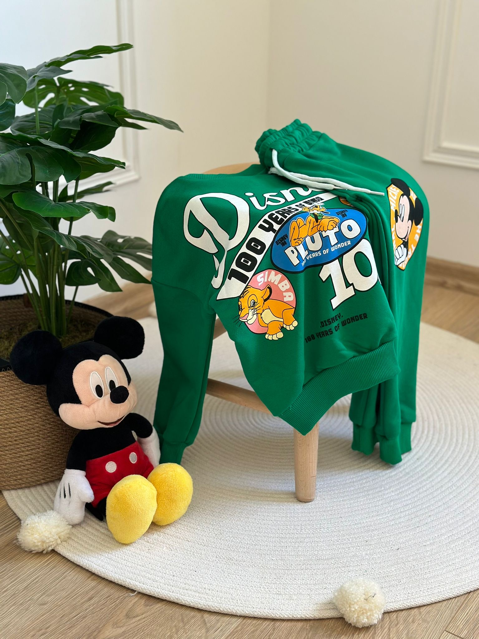 Koyu Yeşil Mickey Ve Arkadaşları Sırt Baskılı Eşofman Takımı