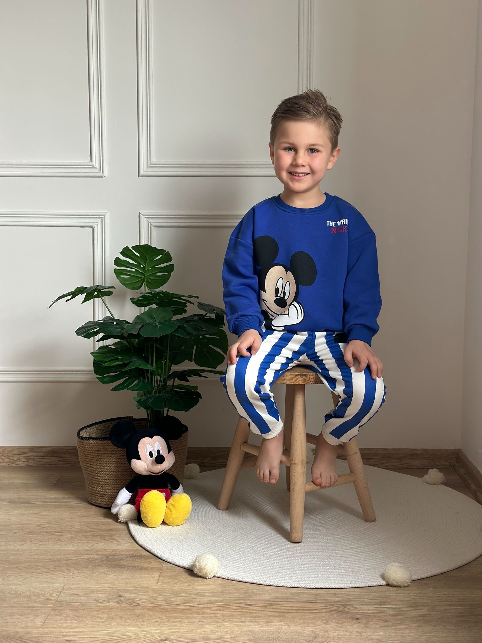Mavi Çizgili Mickey Eşofman Takımı