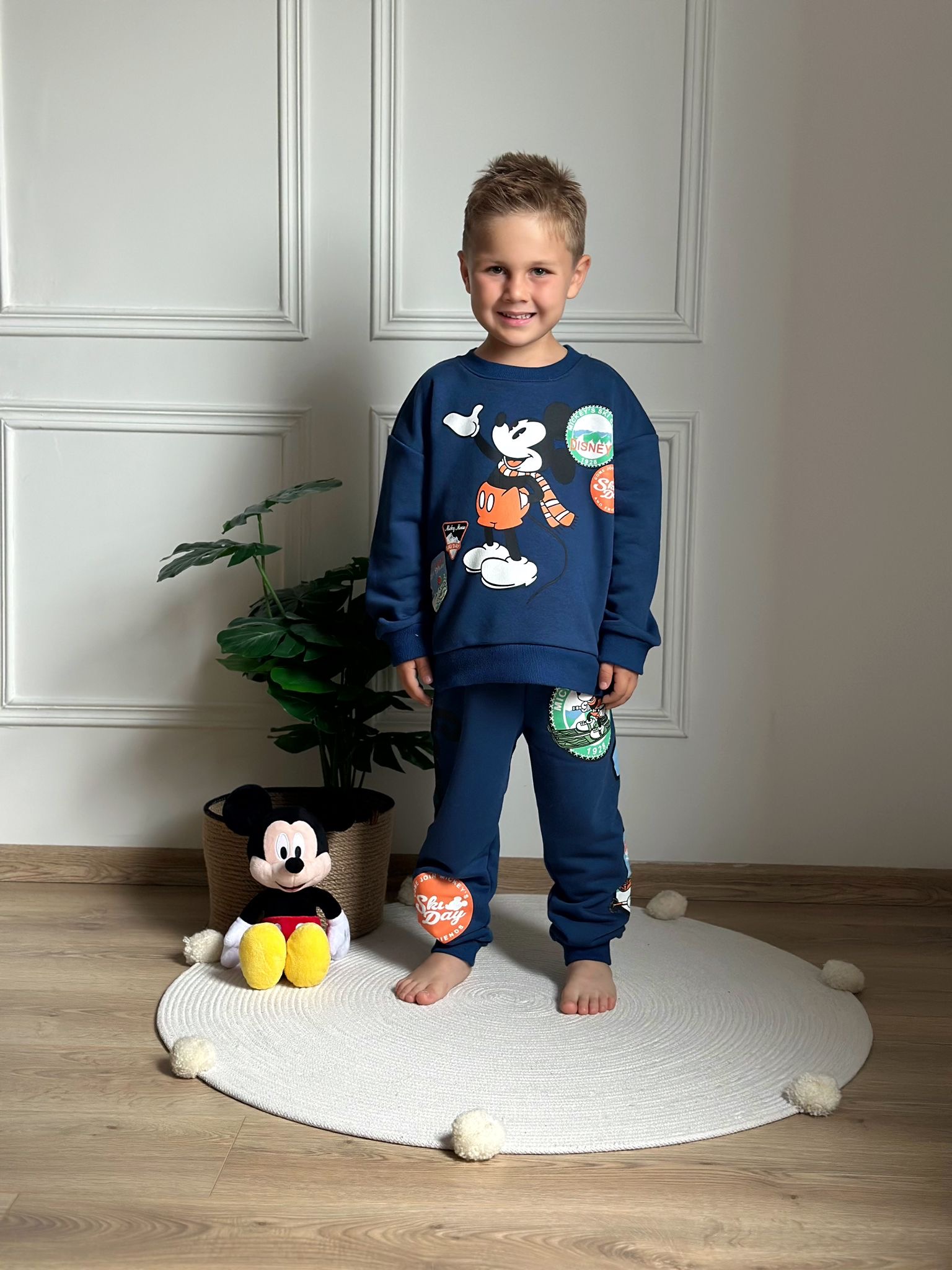 Mavi Disney Mickey Mouse Sırt Baskılı Eşofman Takımı