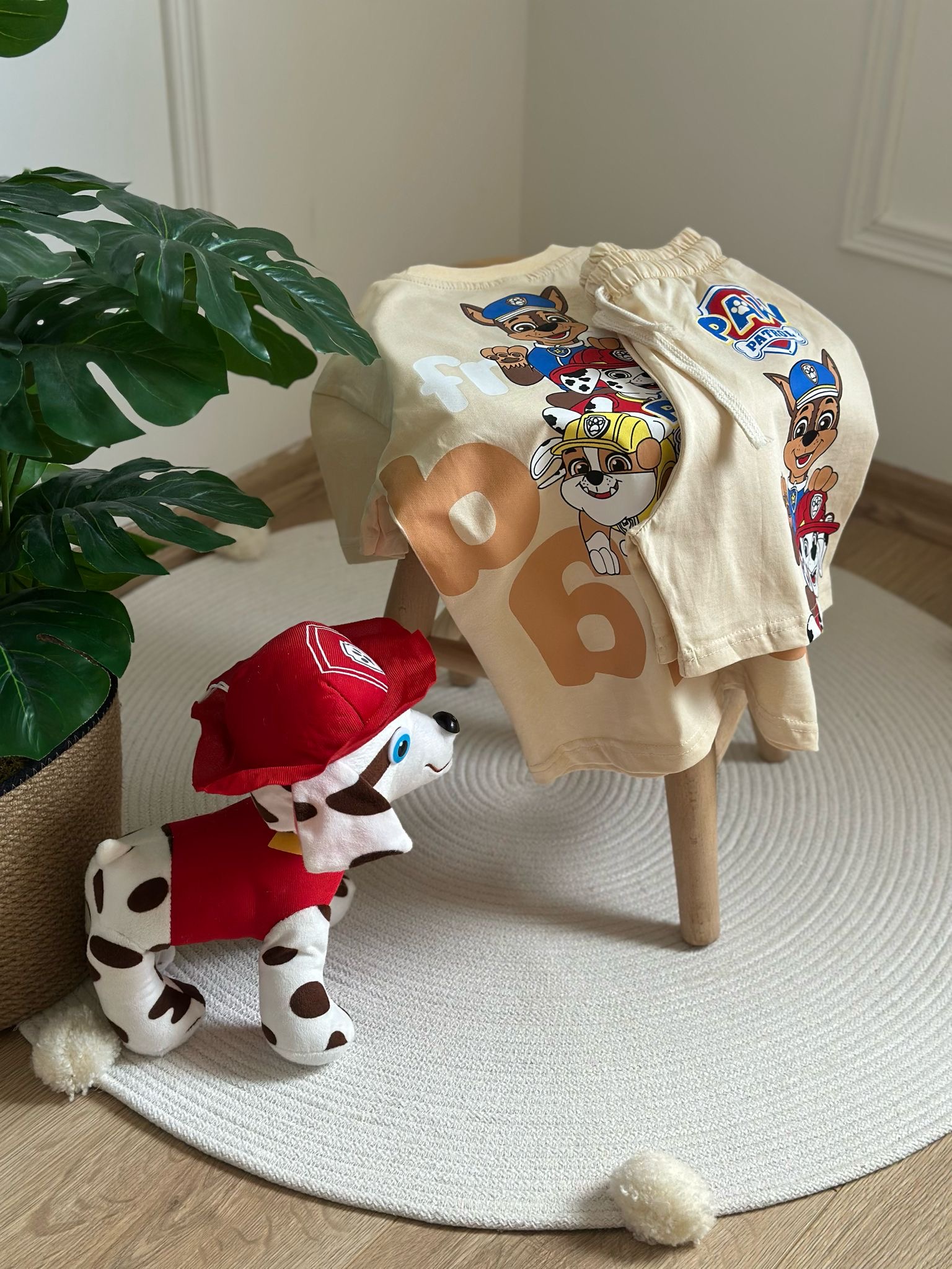 Krem Rengi Paw Patrol Team Şortlu takım