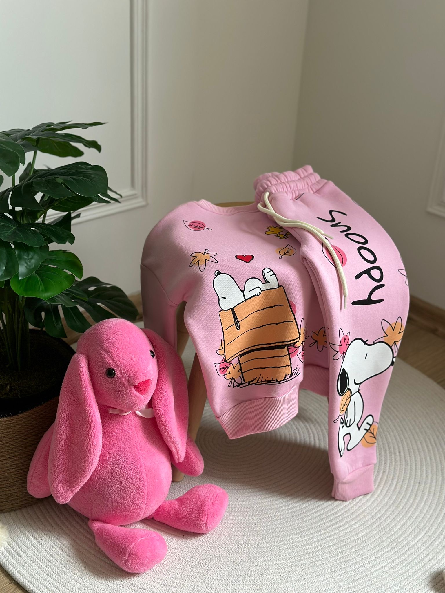 Sırt Baskılı Pembe Snoopy Eşofman Takımı