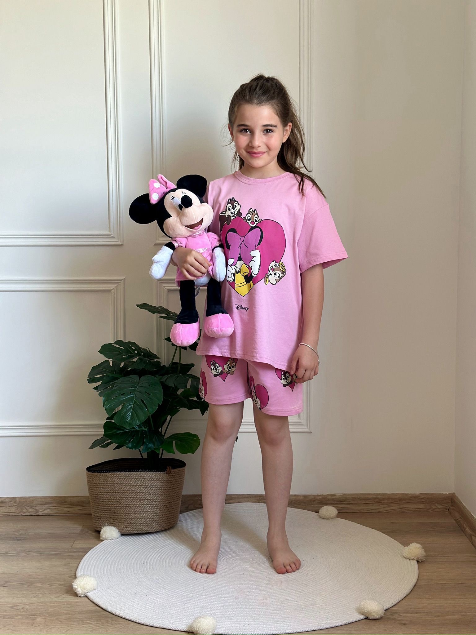 Pembe Minnie Kalpli Şortlu Takım