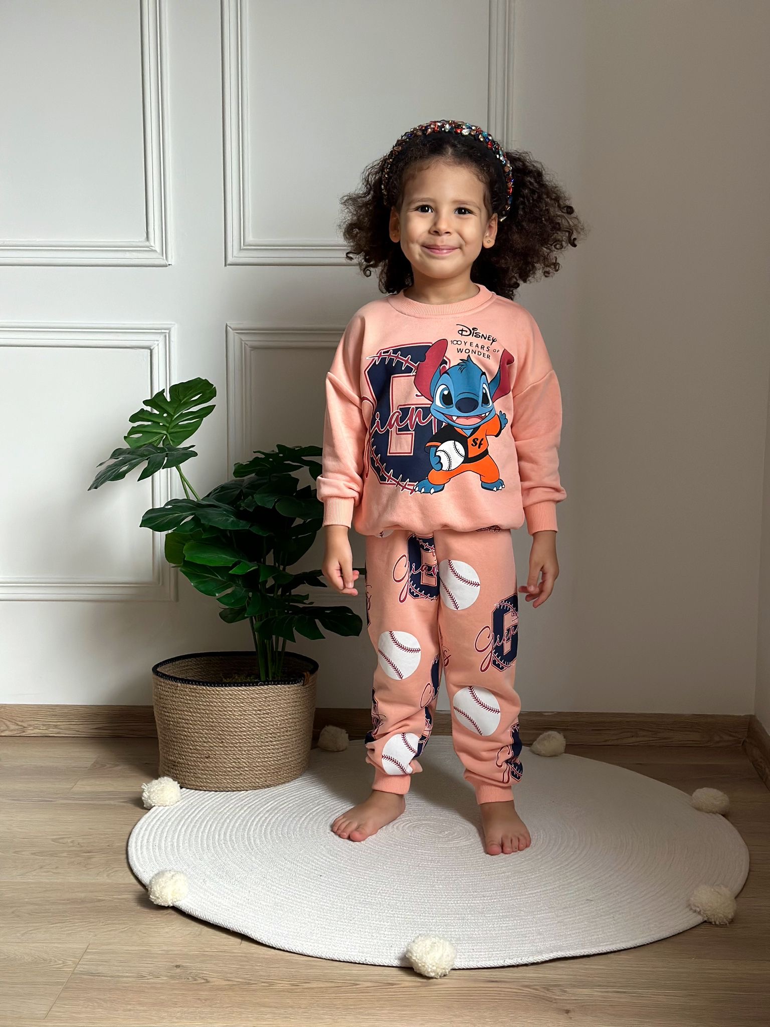 Beyzbolcu Stitch Pembe Eşofman Takımı
