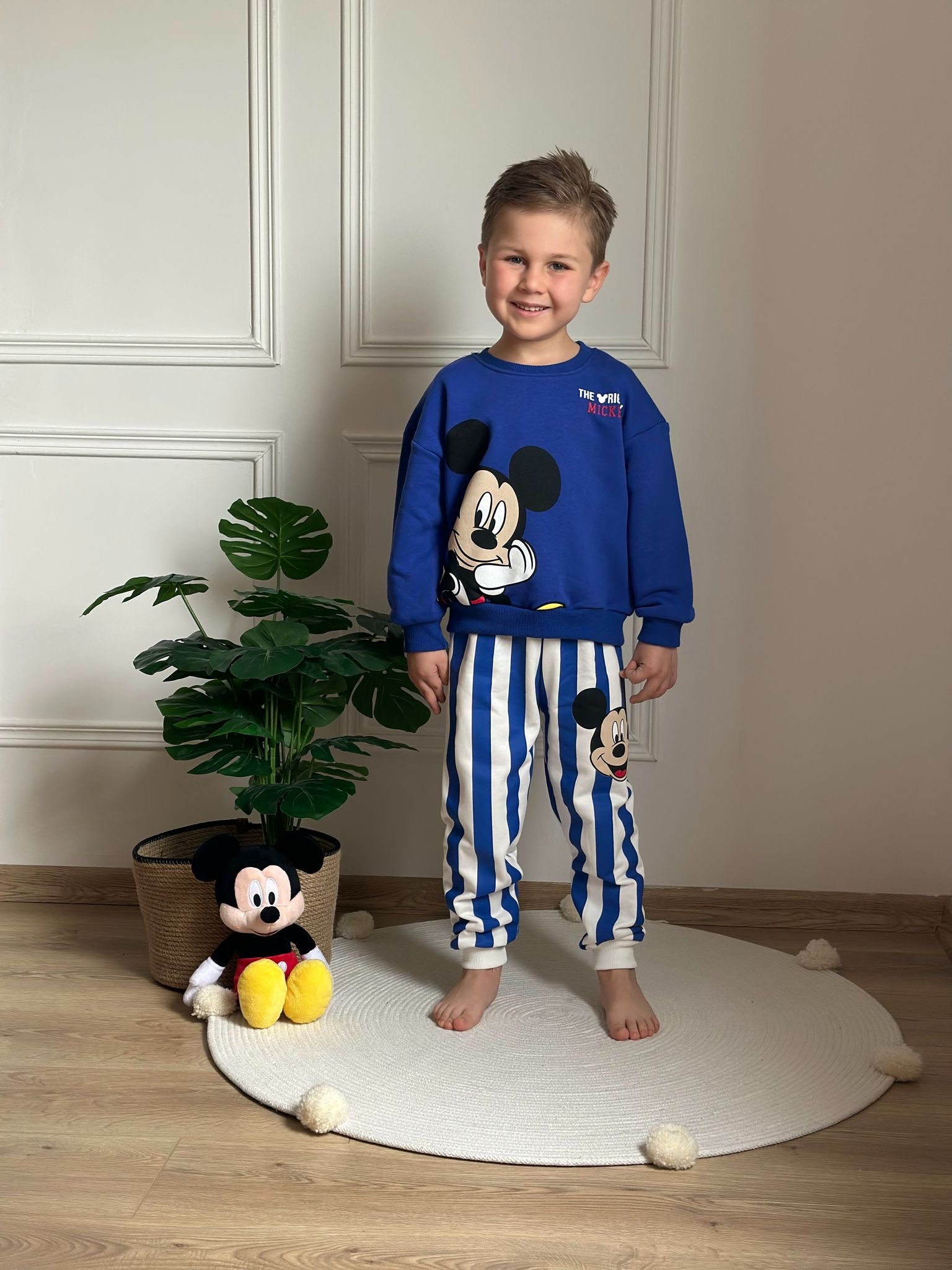 Mavi Çizgili Mickey Eşofman Takımı