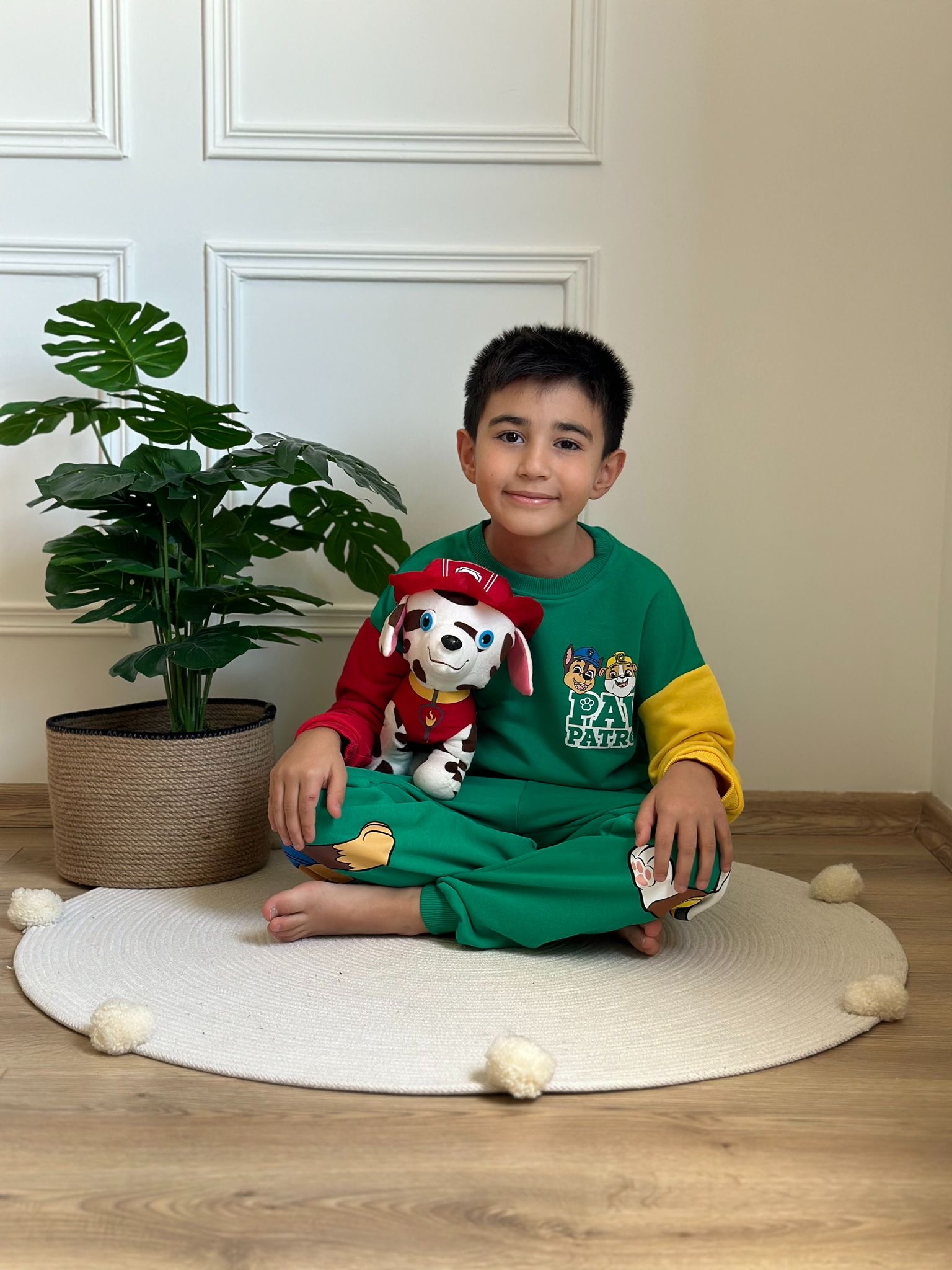 Yeşil Paw Patrol Renkli Kol Detaylı Eşofman Takımı